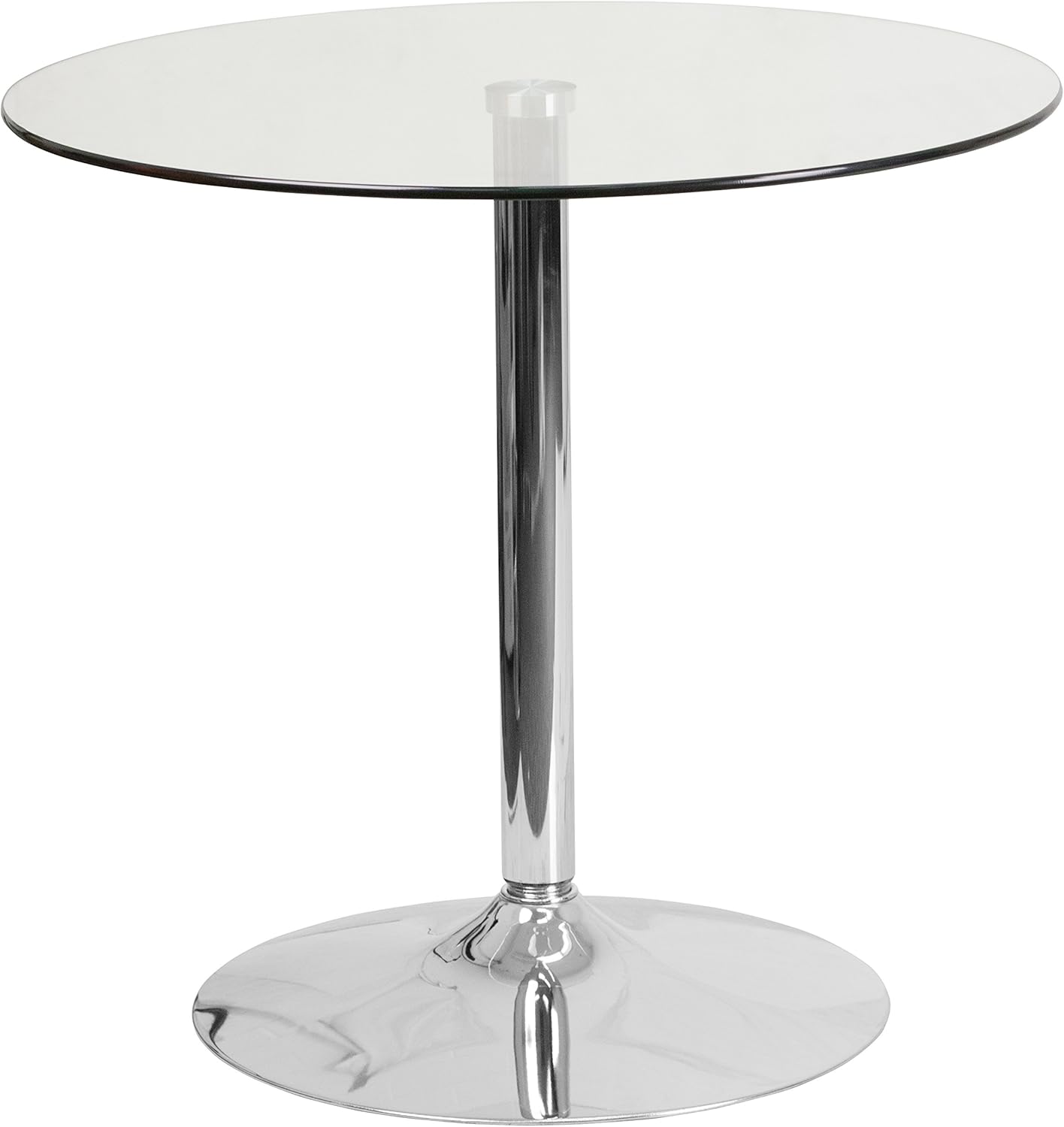 Flash Furniture Hills 31.5'' Round Glass Dining Table with 29''H Chrome Base