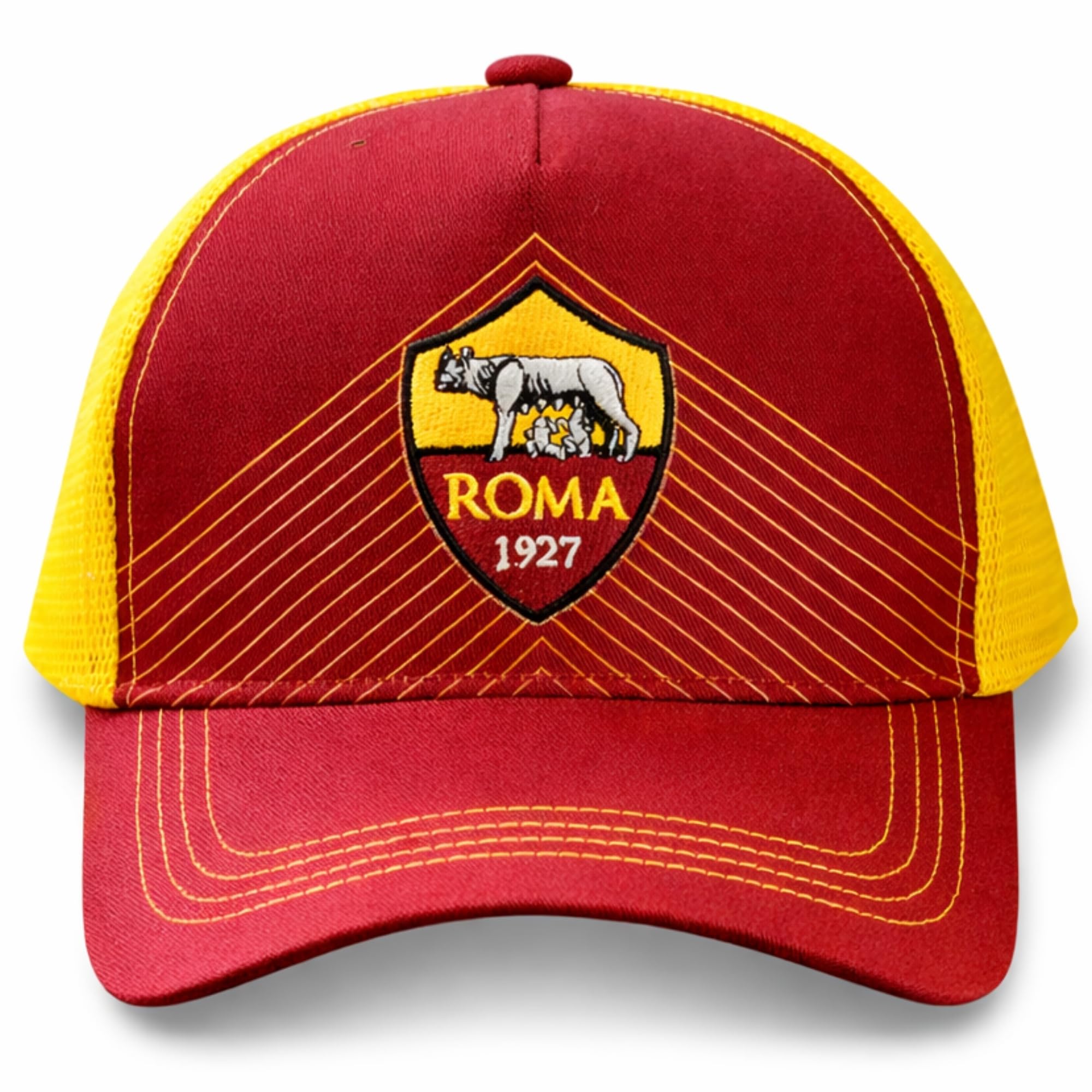 AS Roma Cappello Ufficiale in Cotone con Logo Modello Baseball con Visiera Curva e Regolabile – Prodotto con Licenza