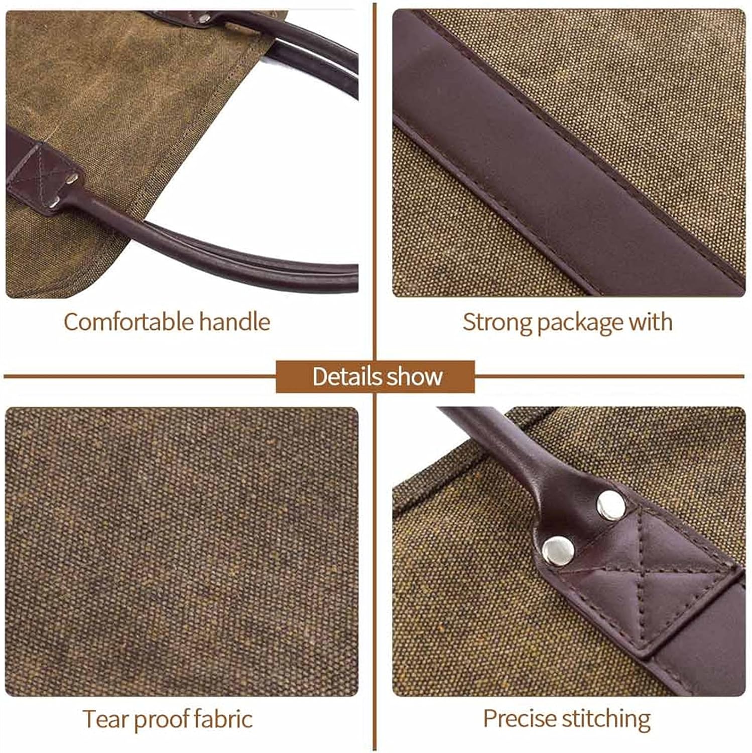 GRFIT Log Carrier for Firewood Portable Storage Bag Tote Bag Canvas Match Rack Large Capacity Camping for Fireplace Firewood Firewood Holder