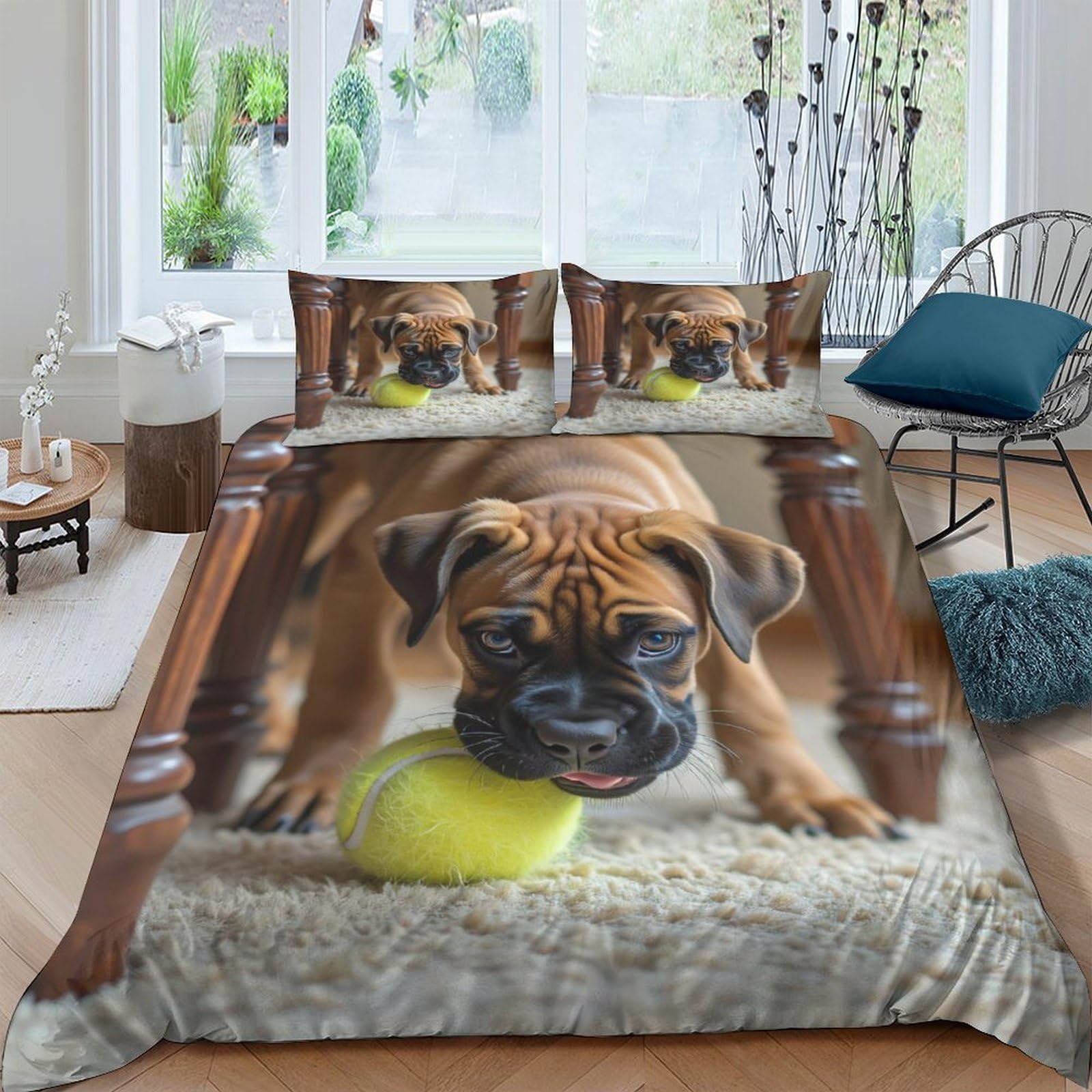 Housse de couette chiot en microfibre respirante et douce pour lit simple