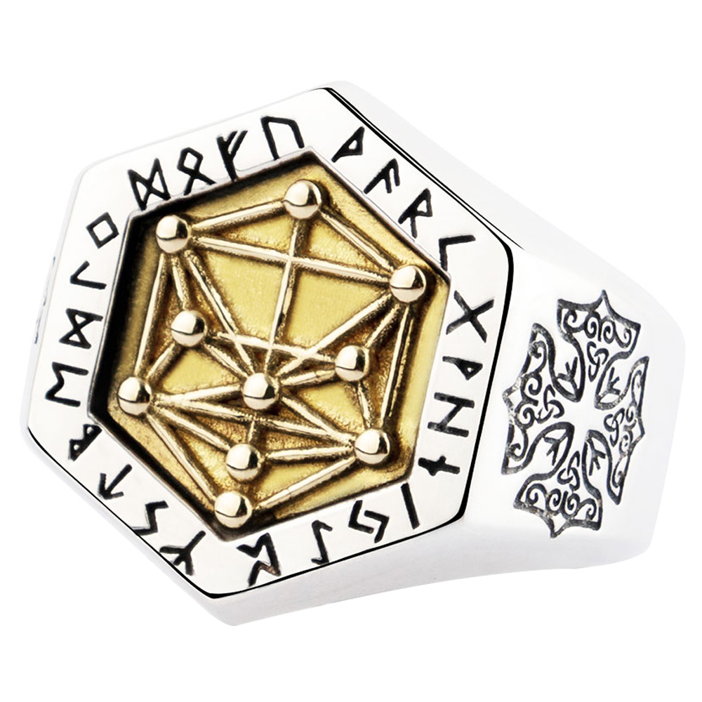 Anello uomo albero della vita e rosa dei venti THE SENSE OF LIFE argento 925 e