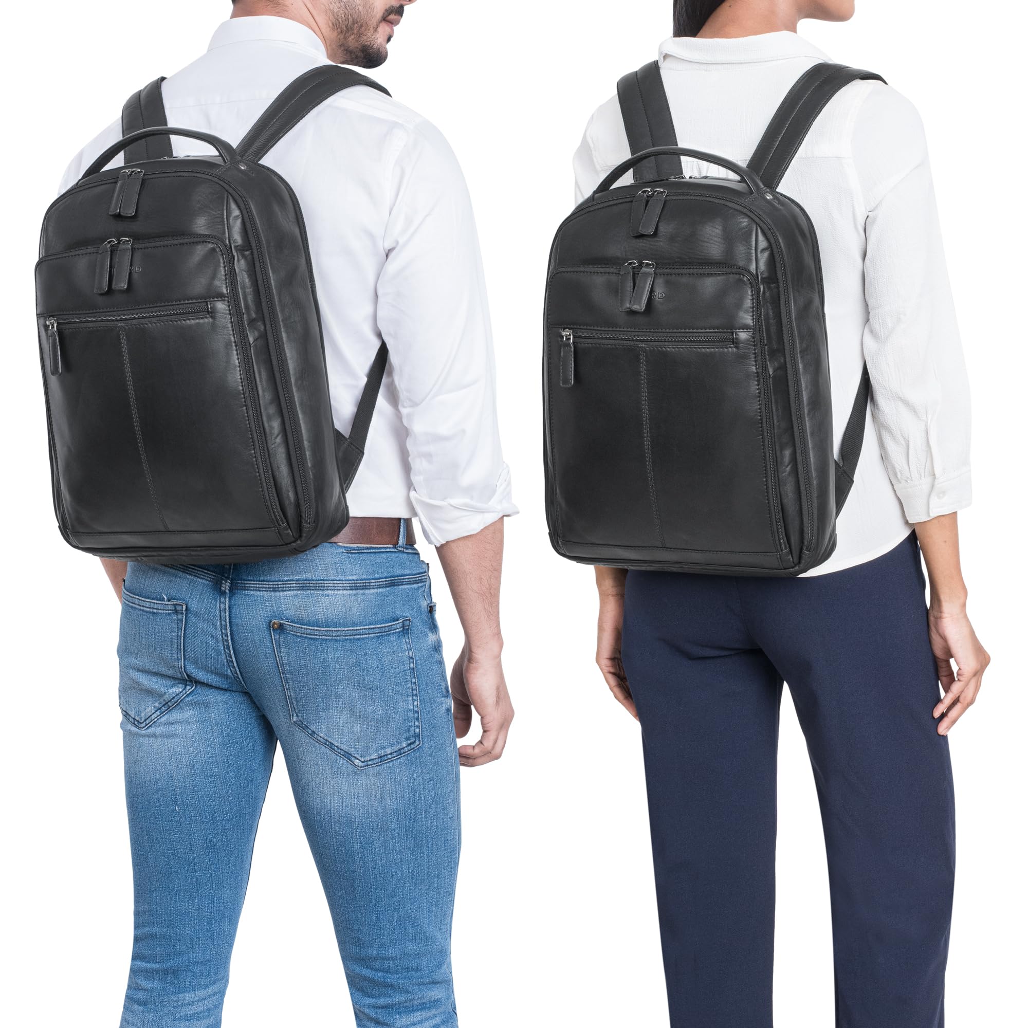 STILORD "Nami Mochila de Cuero para portátil de 15 Pulgadas - Elegante Mochila de Negocios para Hombres y Mujeres Trabajo, la Universidad y los Viajes Color:Negro