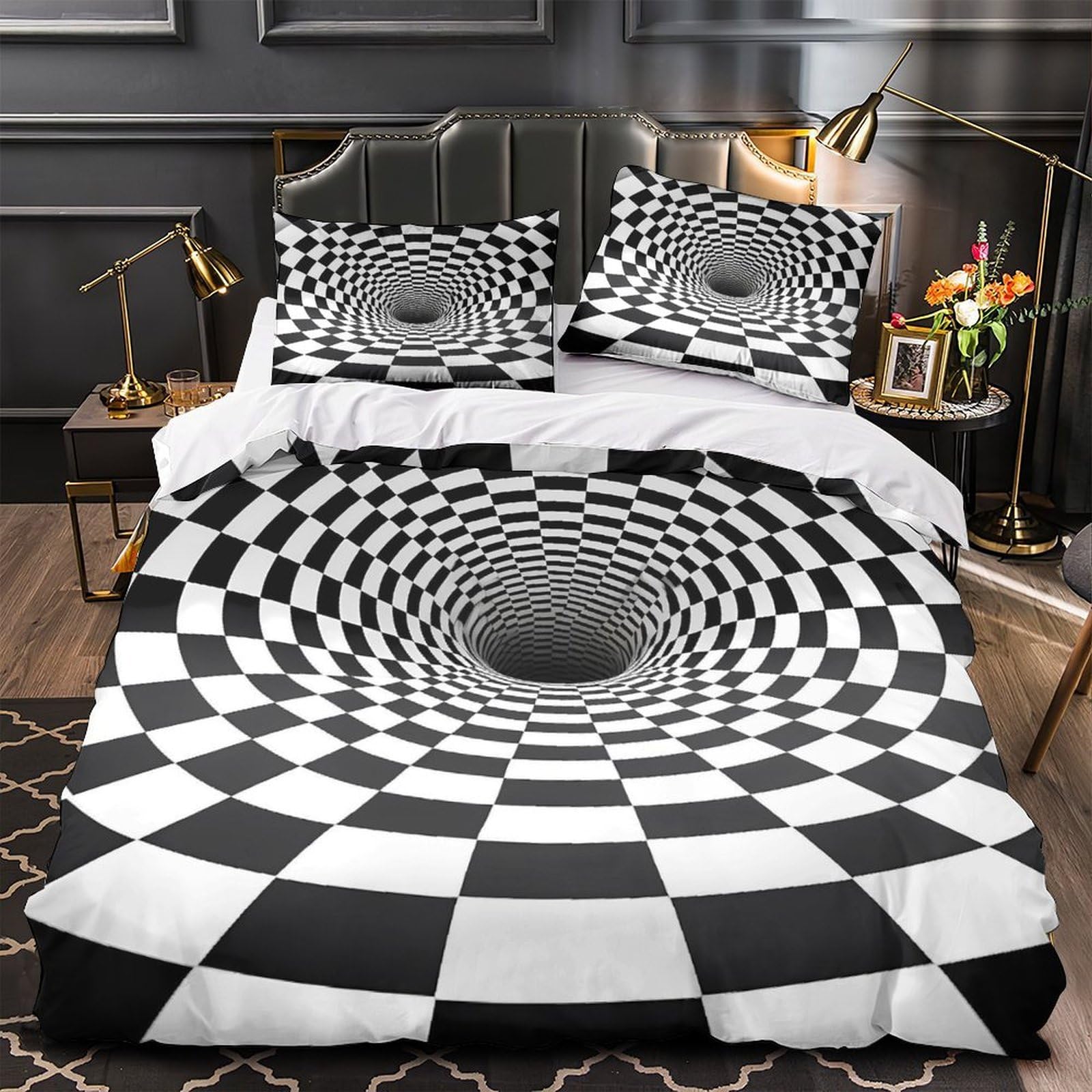 Parure de lit 3d effet illusion d'optique drap respirant