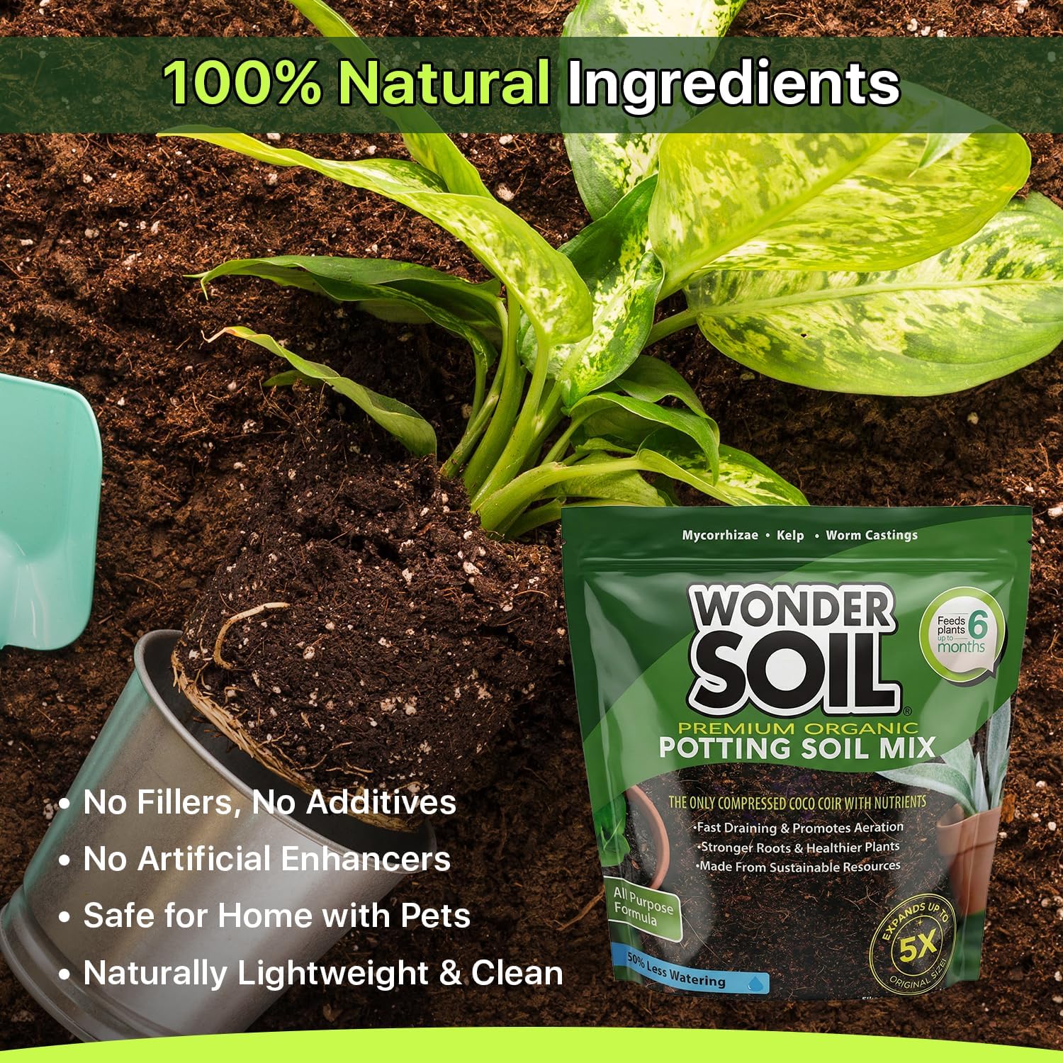 WONDER SOIL | Organic Potting Soil | 12 QUARTS of Ready to Plant Coco Coir Fully Loaded with Nutrients | 3 LBS Bag Expands to 12 Quarts of Indoor Outdoor Soil | Incl Worm Castings, Perlite - Image 7