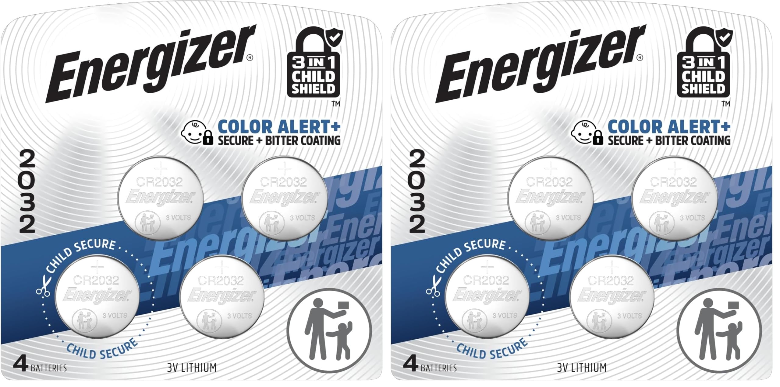 Energizer 2032 Batteries, 3V Lithium Coin Batteries, 4 Count (Pack of 2)