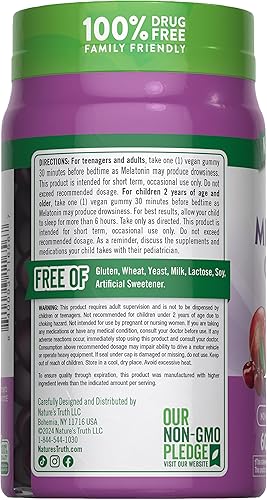Miniatura 7 de Nature's Truth Gomitas de melatonina  1 mg  60 unidades  Veganas, sin OMG y sin gluten  Sabor a granada cereza