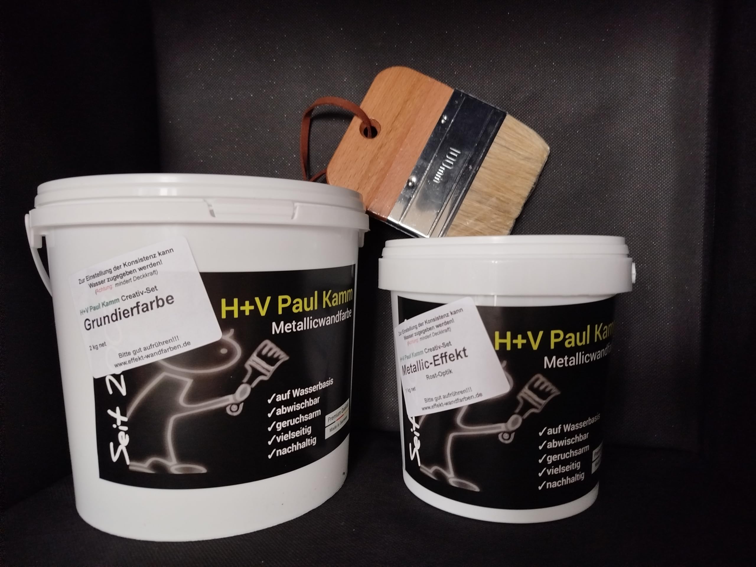 H+V Paul Kamm­® Creativ-Set Metallic Effekt Wandfarbe moderner Rost Effekt im Innenbereich Beton-Optik Sturm-Optik