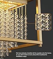 Vista 3 de MEIXISUE Candelabros de cristal para comedor, lámpara rectangular moderna y contemporánea dorada para cocina, isla de comedor, bar, luz RGB que