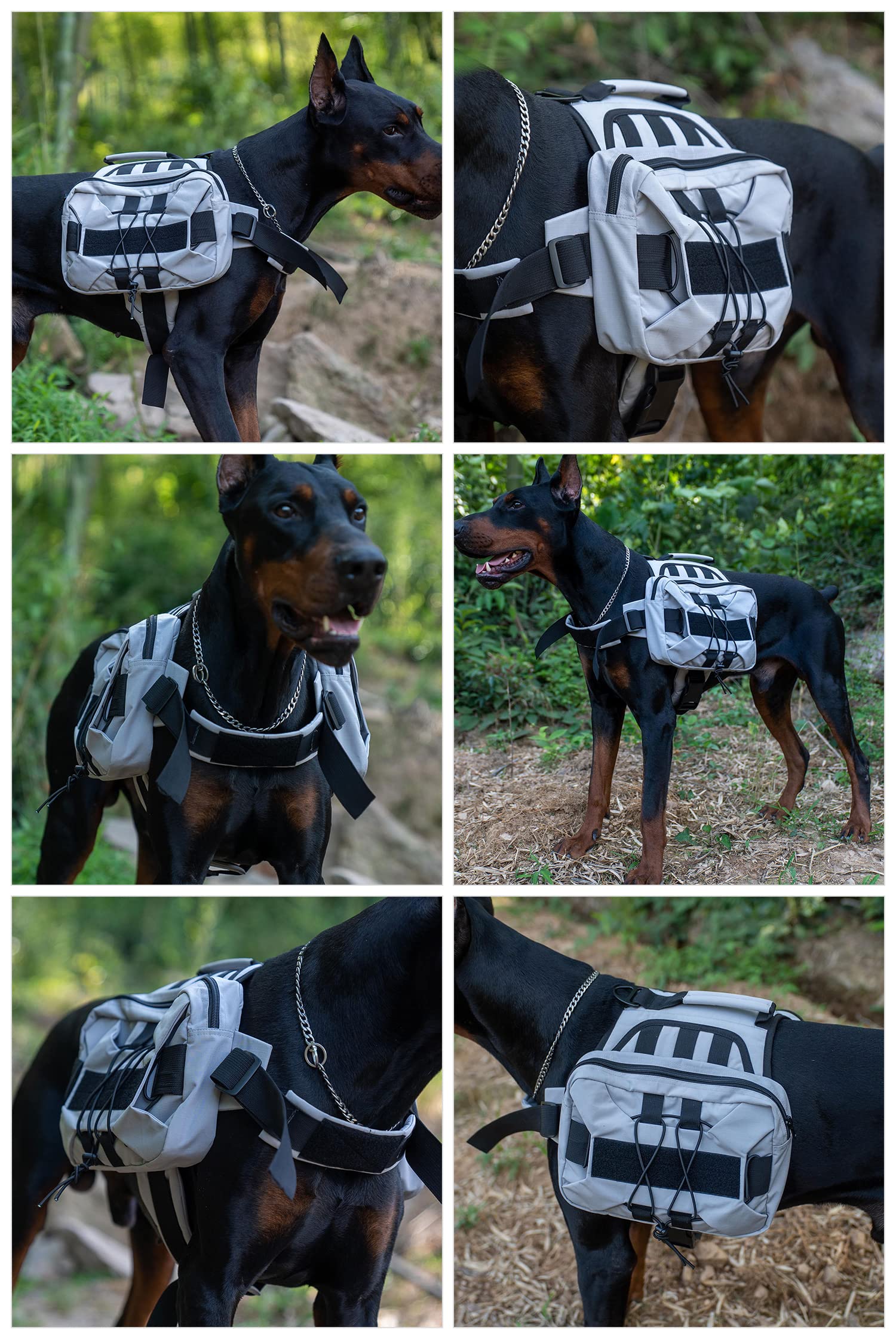 Lovelonglong Großer Hunderucksack, Outdoor-Jagd-Satteltasche mit Seitentaschen für kleine, mittelgroße und große Hunde, verstellbare taktische Hunde-Packung für Wandern, Reisen, Camping, Training