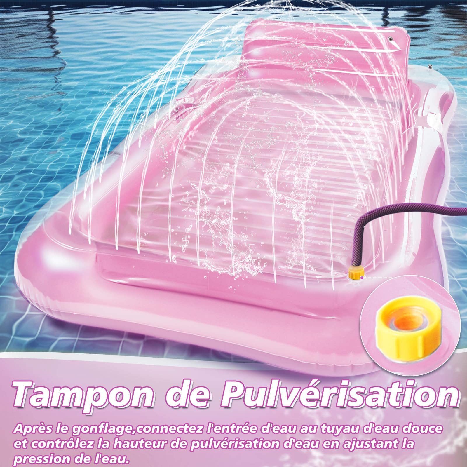JONRRYIN Matelas Gonflable Adultes, Hamac Flottant avec Dossier Tanning Pool, Fauteuil de Bain avec Coussins 200 × 124 cm pour Fêtes de Plage et Piscine