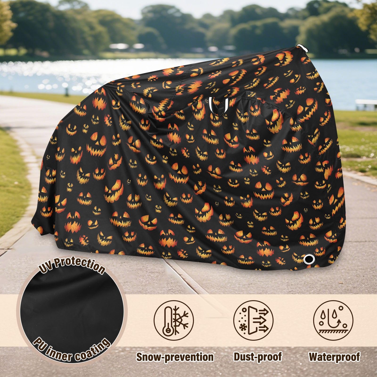 Pokrowiec na rower, wodoodporny, outdoorowy, rowerowy, motorower, wytrzymały, wiatroszczelny, ochrona przed słońcem, do roweru górskiego, szosowego, Devil Expression, czarny