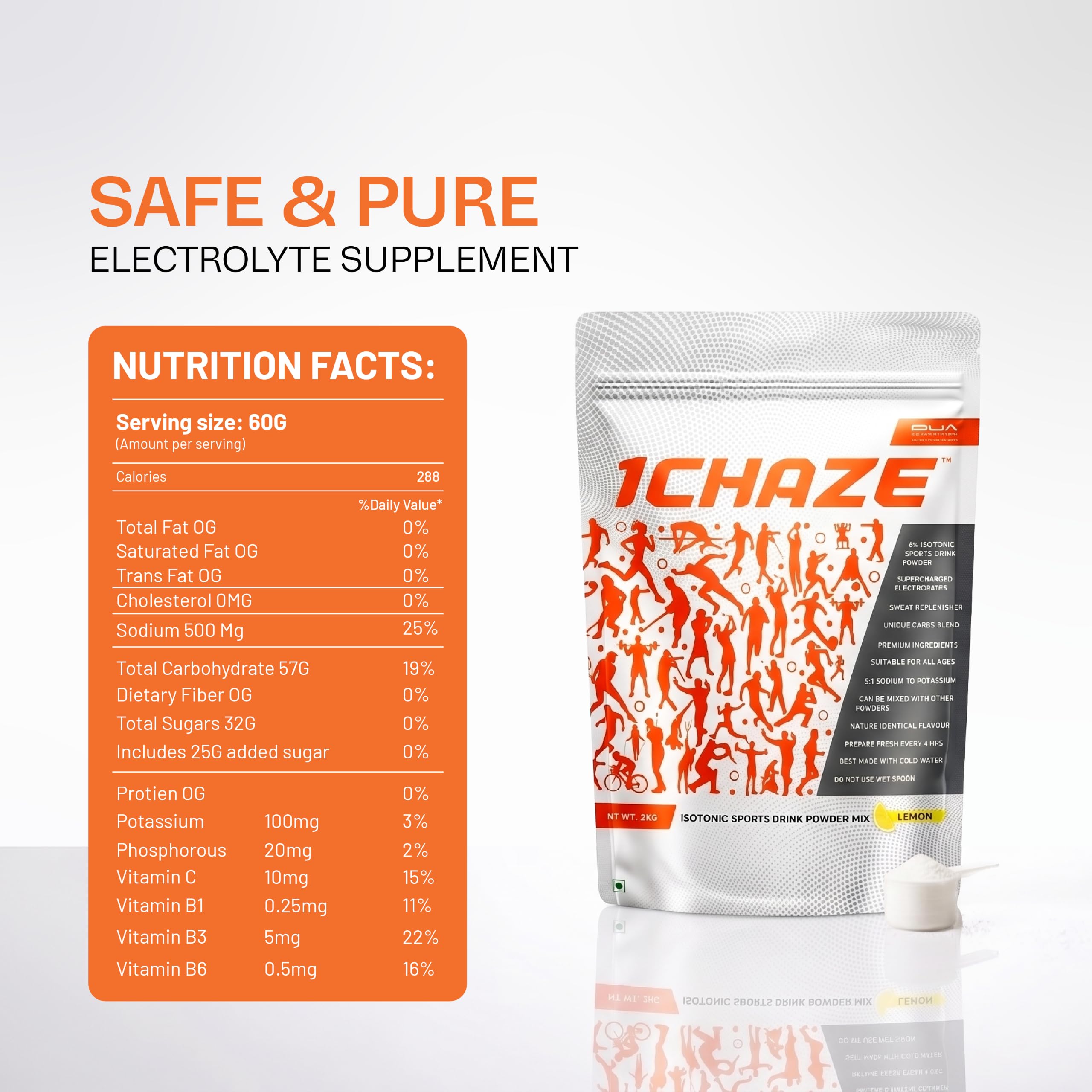 QUA Nutrition 1CHAZE Isotonic Hydration Drink Powder | Electrolyte & Multivitamin Sports Drink for Men & Women | Workout Hydration, Energy & Recovery Support | Electral Style Formula | Pack of 2 — Amazon image 9