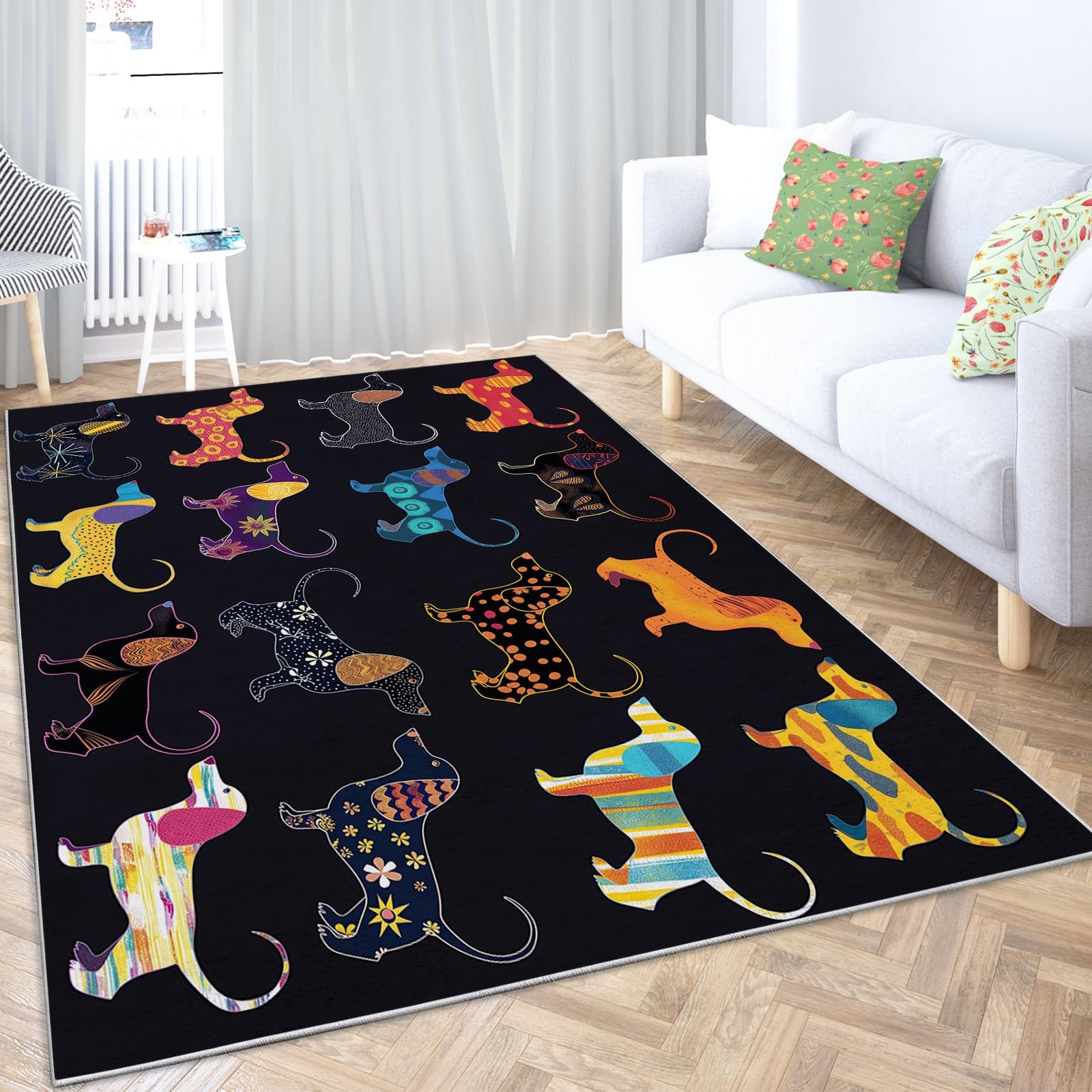 Styl kreskówkowy duży dywan do salonu 160x230 cm jamnik dla zwierząt miękki dywan z krótkim włosiem antypoślizgowy nowoczesny dekoracyjny dywan do salonu sypialni dekoracja domu