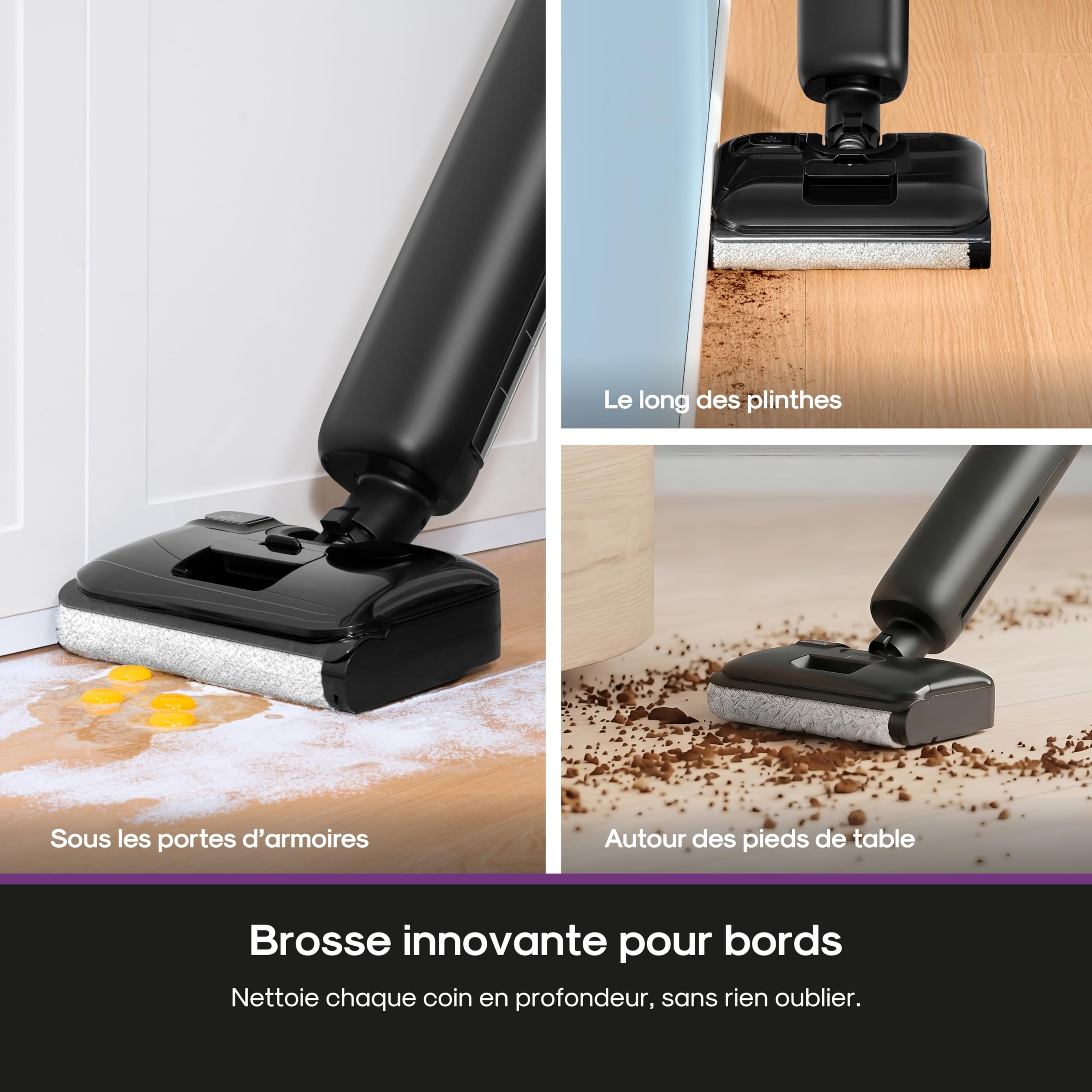 EUREKA FloorShine 460 Aspirateur Laveur Inclinaison à Plat 180° Hauteur 11,5 cm, Nettoyage Bords, Auto Séchage, 30 min Autonomie, Aspirateur Laveur Eau et Poussière, Grands Réservoirs, Anti-Emmêlement