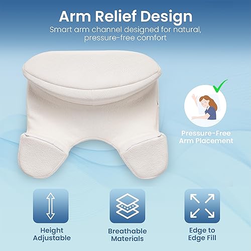 Miniatura 3 de Almohada ergonómica para dormir lateral con túnel de brazo, almohada de espuma viscoelástica ajustable para comodidad de cuello y hombros, funda