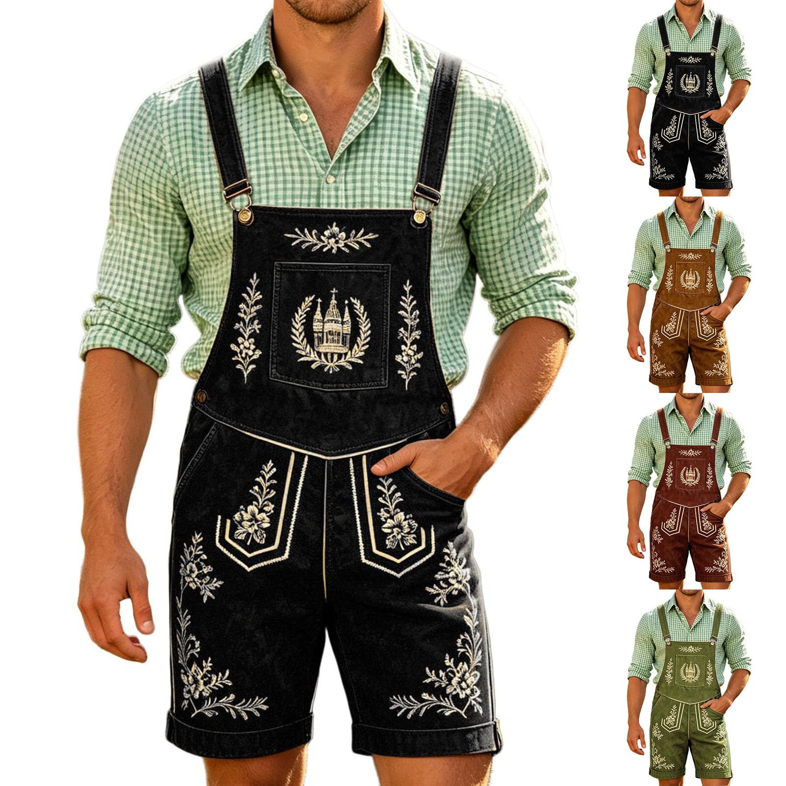 Bib Pants Short pour homme Imprimé rétro : pantalon de travail jambe droite