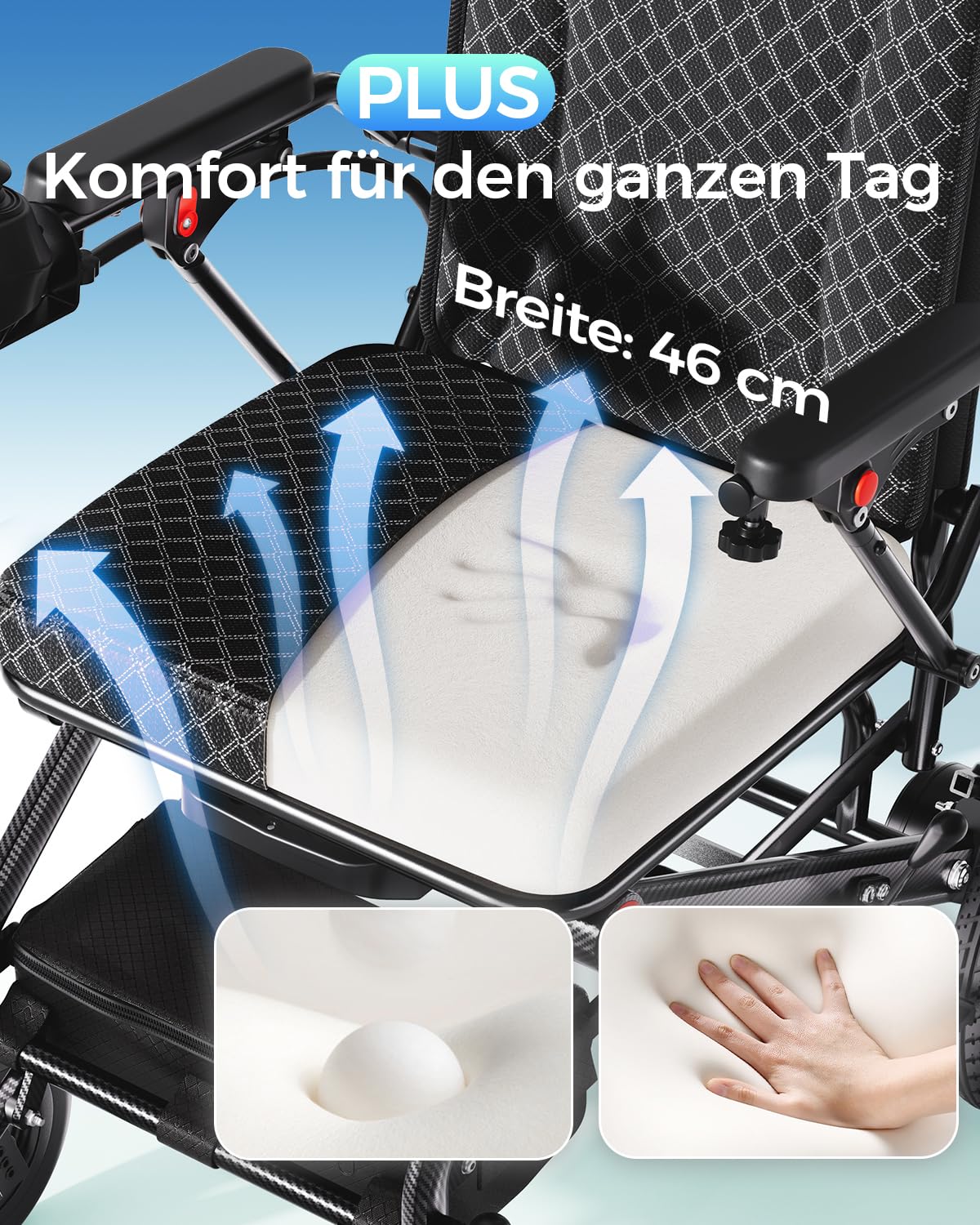 19KG Klappbar Ultraleichter Elektrischer Rollstuhl mit 20Ah Lithium-Akku | Reichweite 25 km, Zuhause & Außenbereich, Elektrische Rollstuhl aus Aluminium