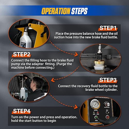 Miniatura 5 de Kit automático de purga de frenos, máquina de purga de líquido de frenos de 110 V, kit de purga de frenos completamente automático, operación de una