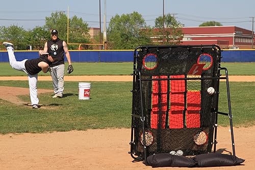 Miniatura 9 de Red de lanzamiento de béisbol con objetivo de zona de ataque para entrenamiento  Red de práctica para lanzadores para béisbol y softbol