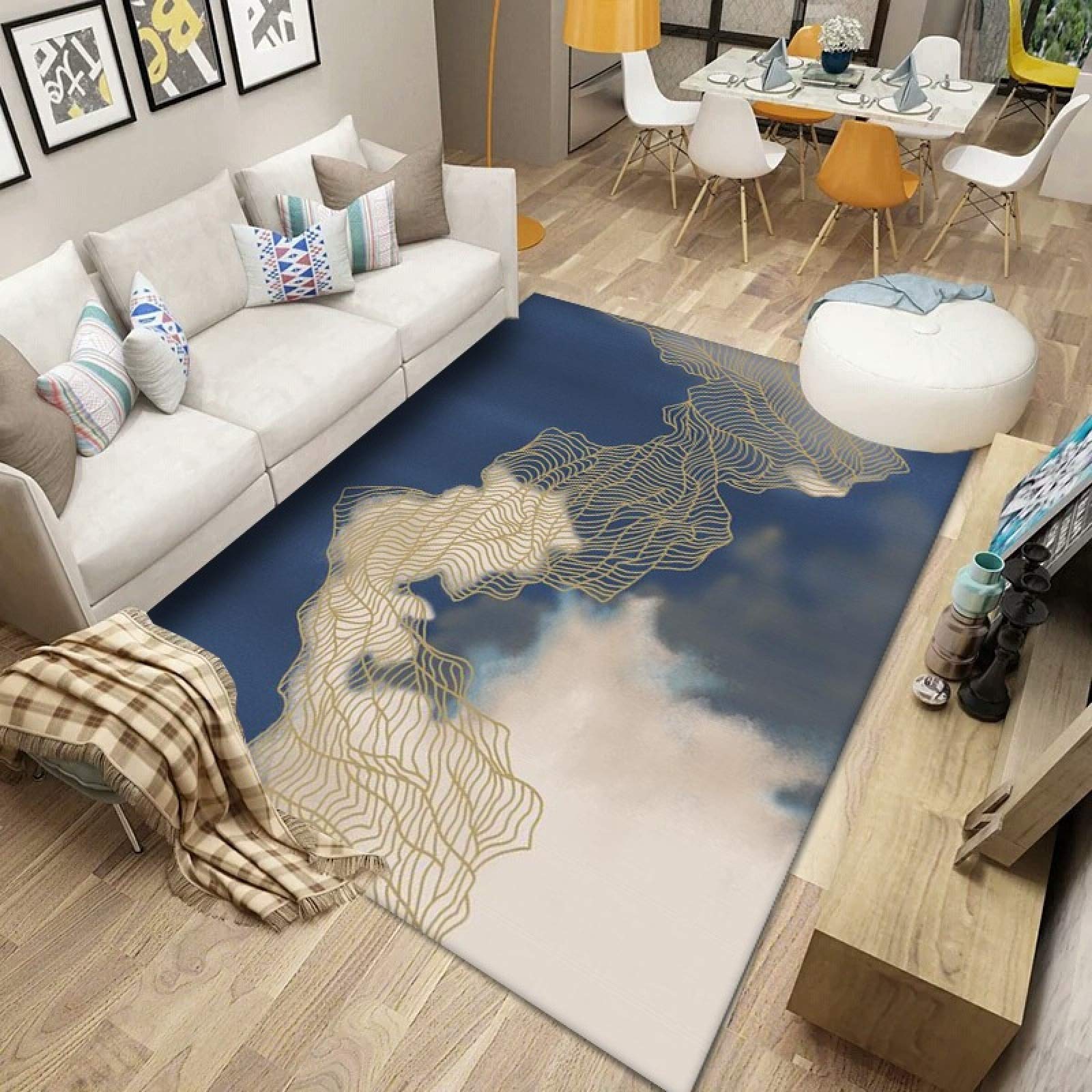 Tapis de salon nordique géométrique moderne et lavable 180x280 cm