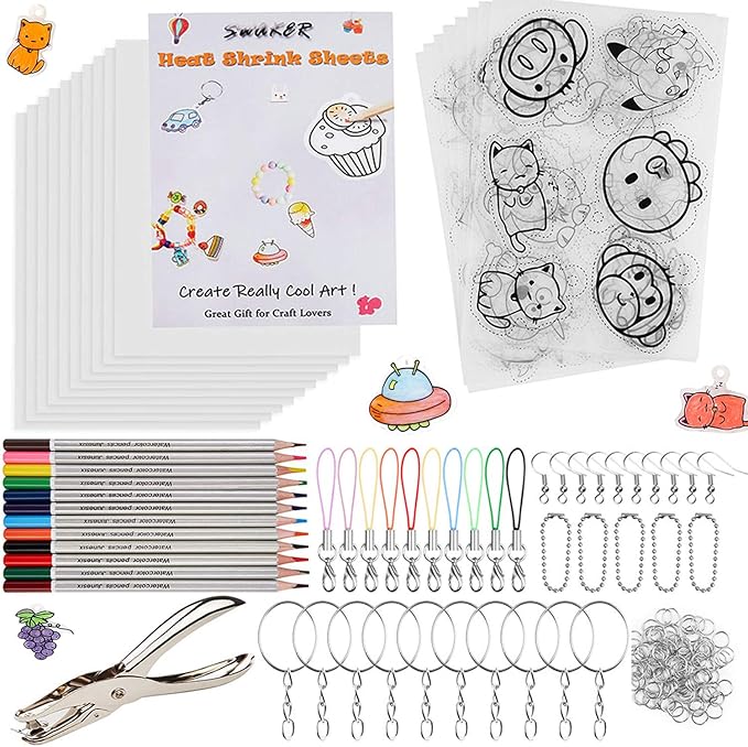 Shrink Plastic Sheet Kit, 166 Pcs Shrink Art Kit Include