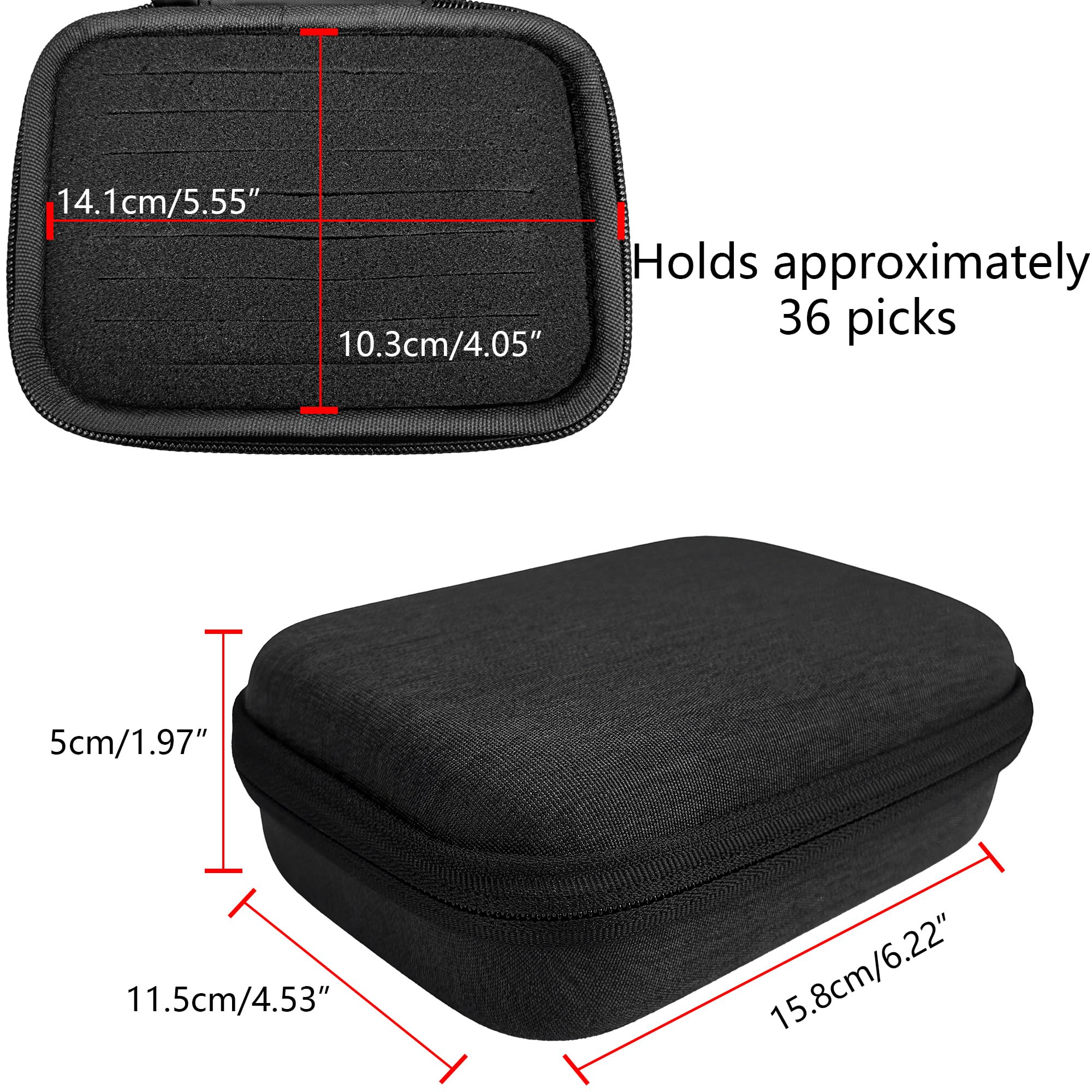Guitar Pick Holder Case compatible with Fender Dunlop D'Addario Dunlop Musical Instrument Guitar Accessories, All Size Picks Storage Pouch Box-Bag Only (Dark Grey)