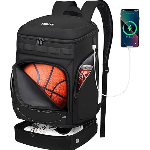 Basketball Backpack Bag Large Sports Bag with Separate Ball holder & Shoes compartment, Best for Basketball, Soccer,Volleyball,Gym
