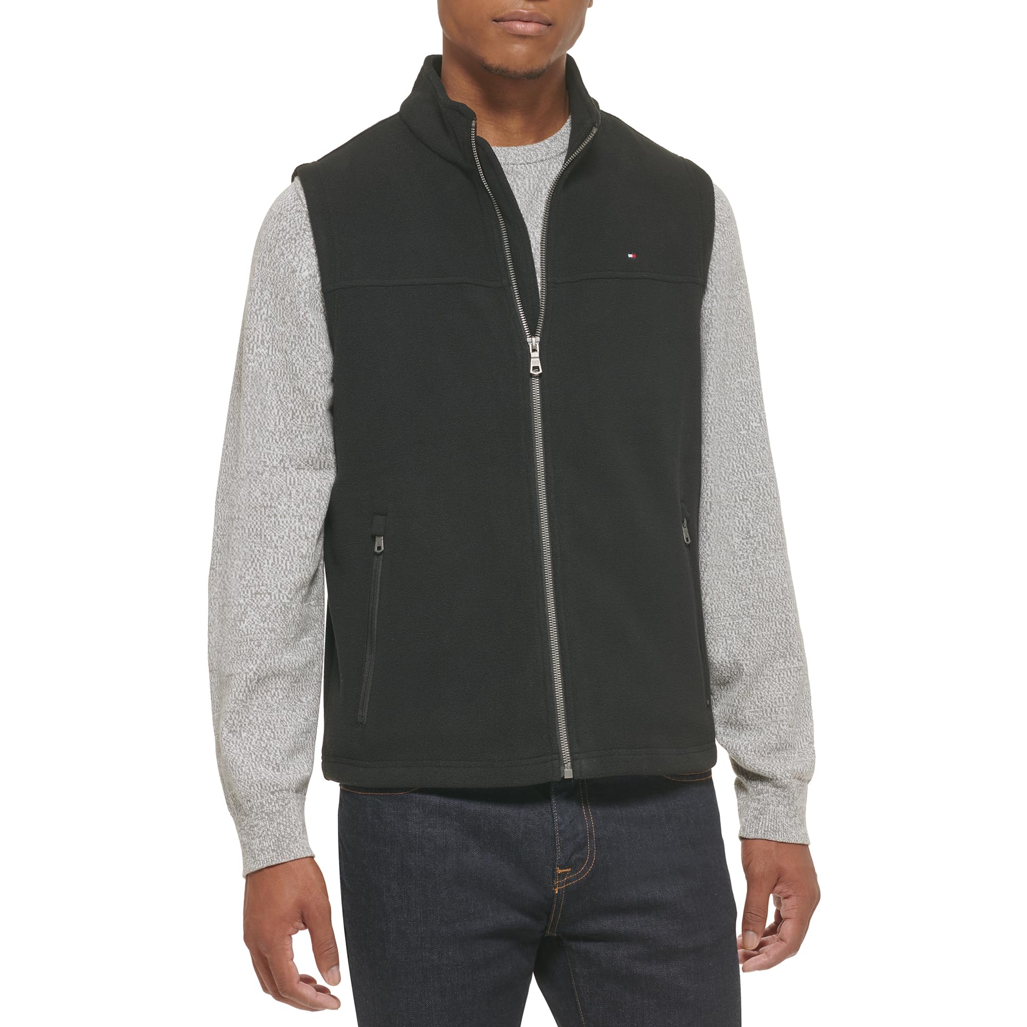 Tommy Hilfiger Men's Polar Fleece Vest, Black, L