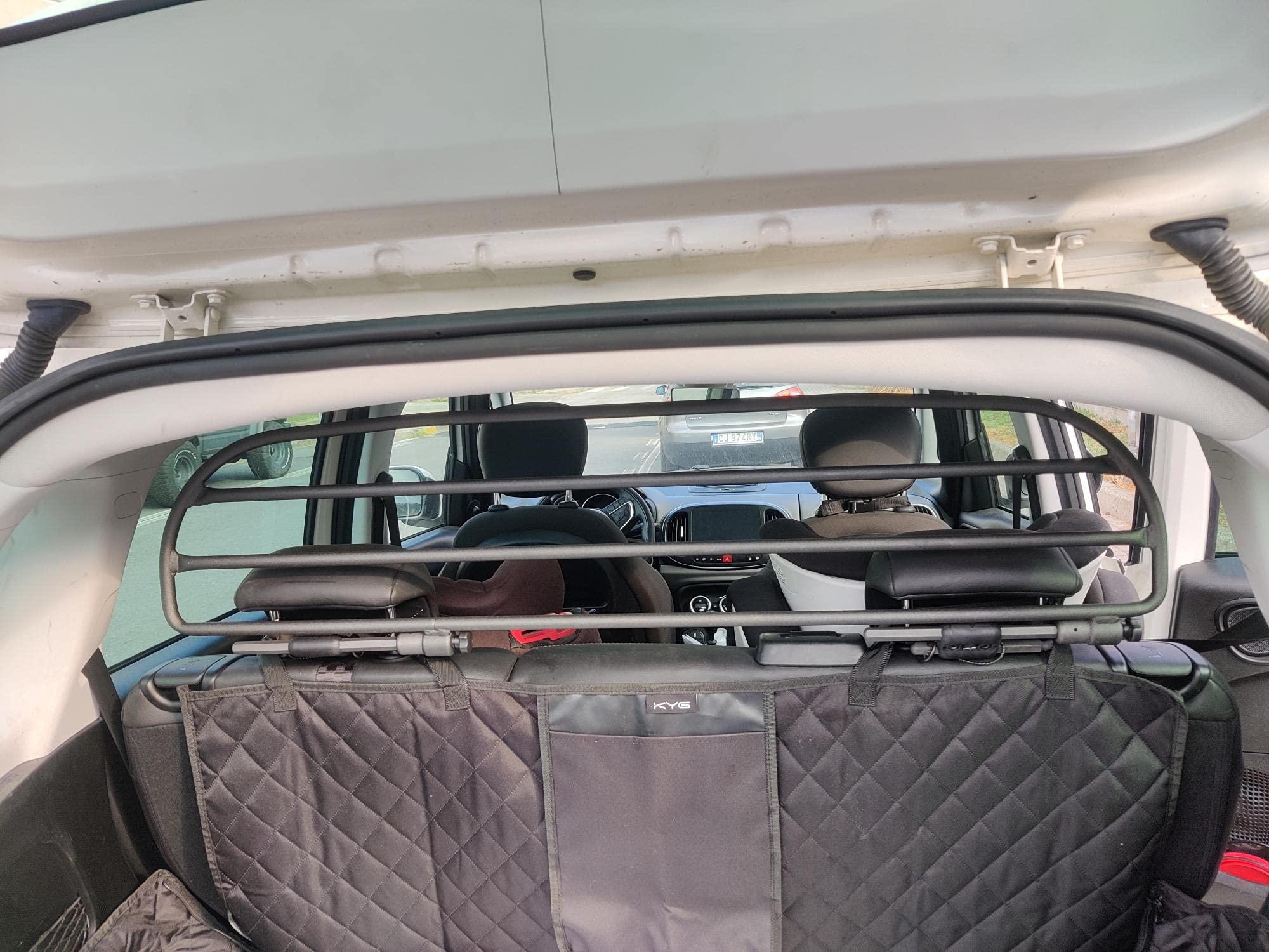 ERGOTECH Divisorio Griglia Divisoria in Metallo Compatibile con Fiat 500L, RDA65HBG-XS, per Trasporto Cani e Bagagli