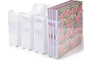 Caydo 12x12 Vinyl Sheet Storage - 4-Pack Plastic Scrapbook Storage Bins