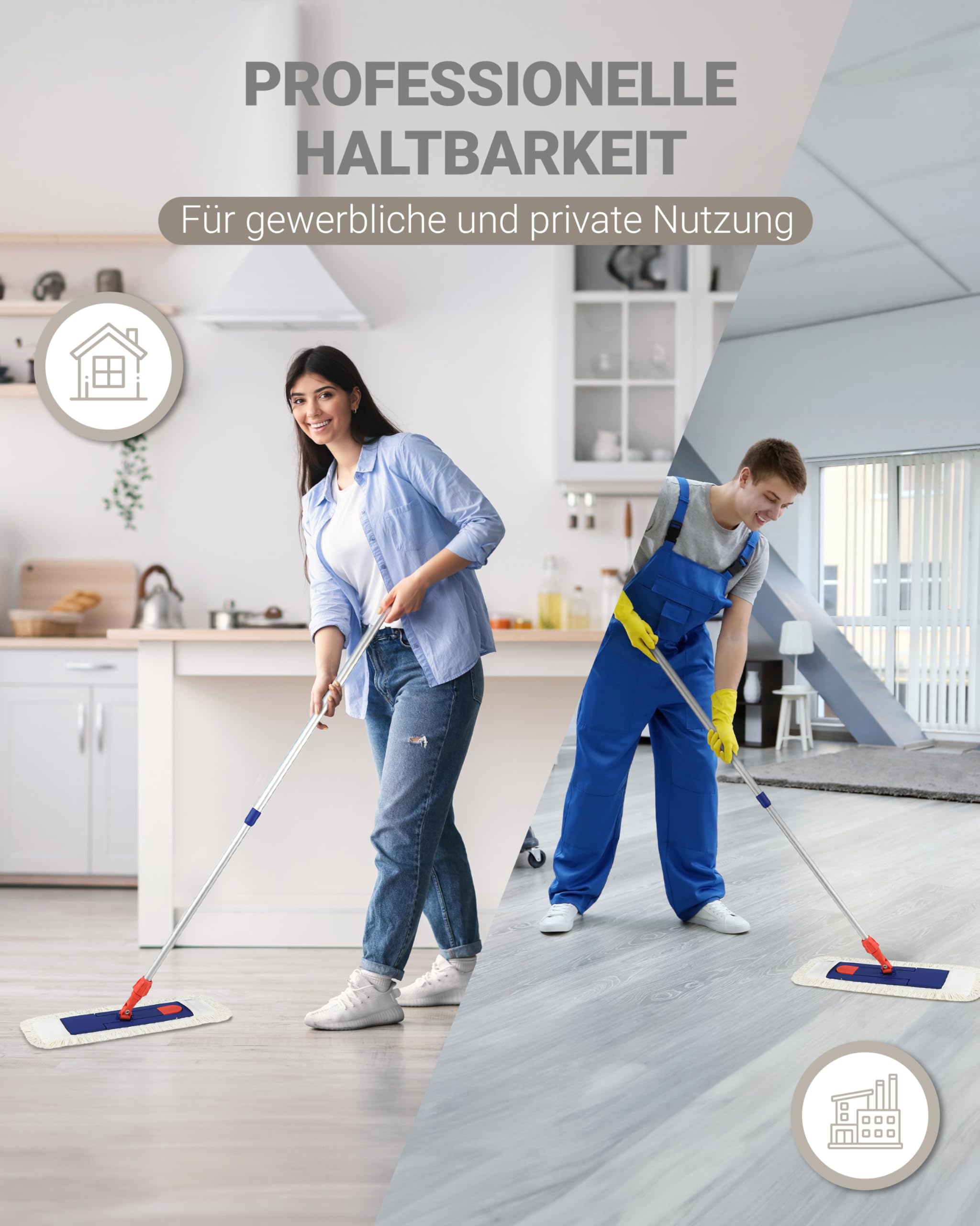 10 Stück 50cm Profi Baumwolle Wischmop Baumwollmop Bodenwischer Wischmopp Prime Mop Best 50 cm