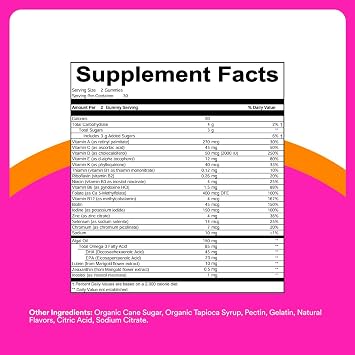 SmartyPants Teen Girl Plus Multi & Omegas Multivitamin Gummies with Omega 3 DHA/EPA, Vitamins C, D3, B12, B6, A, K, Zinc, Biotin, Gluten Free, Clean Label, Fruit Flavor, 60 Gummies (30 Day Supply)