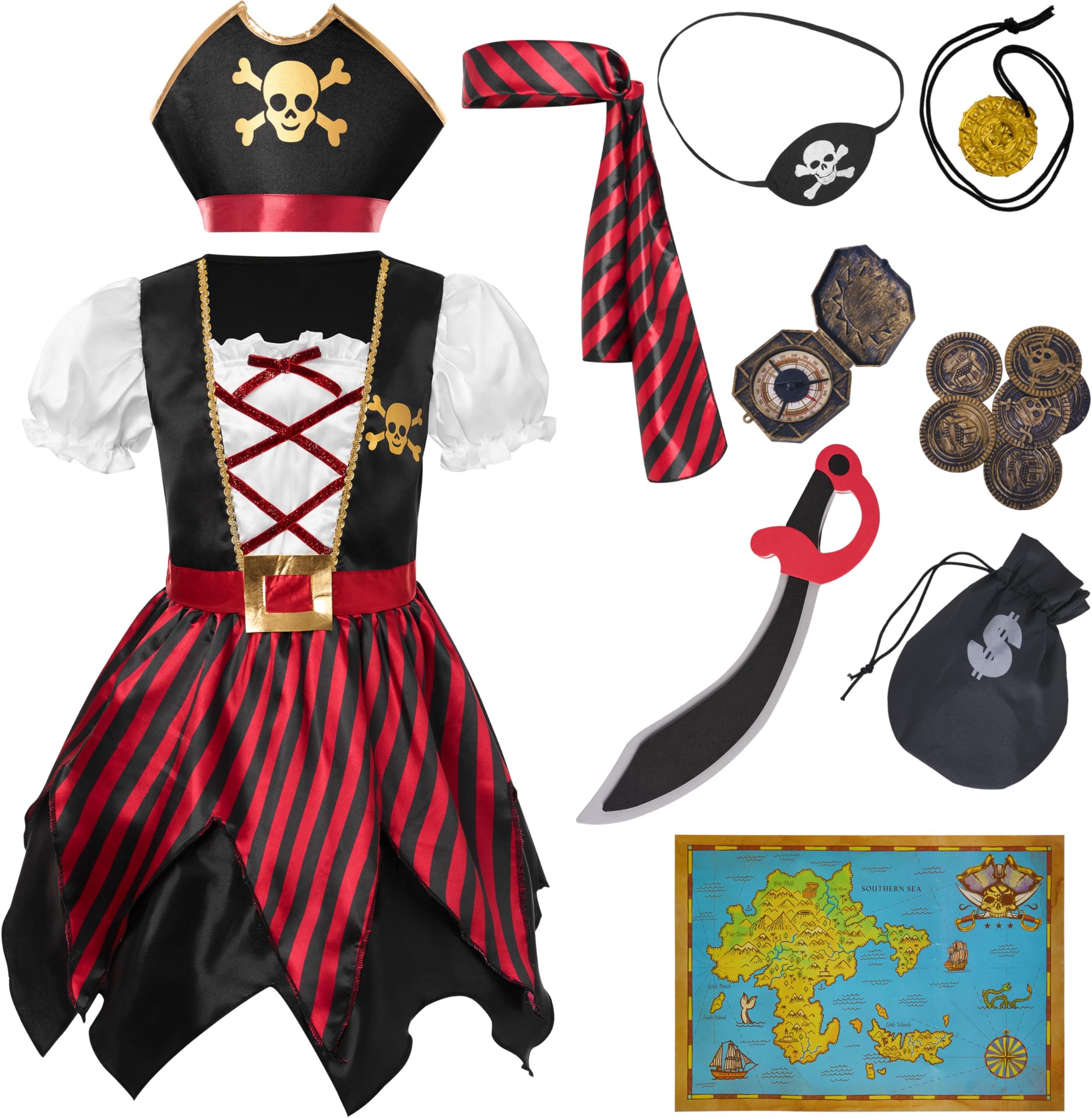 Spooktacular Creations Kids Pirate Costume, Buccaneer Princess Dress for Girls Halloween theme party and Role Play