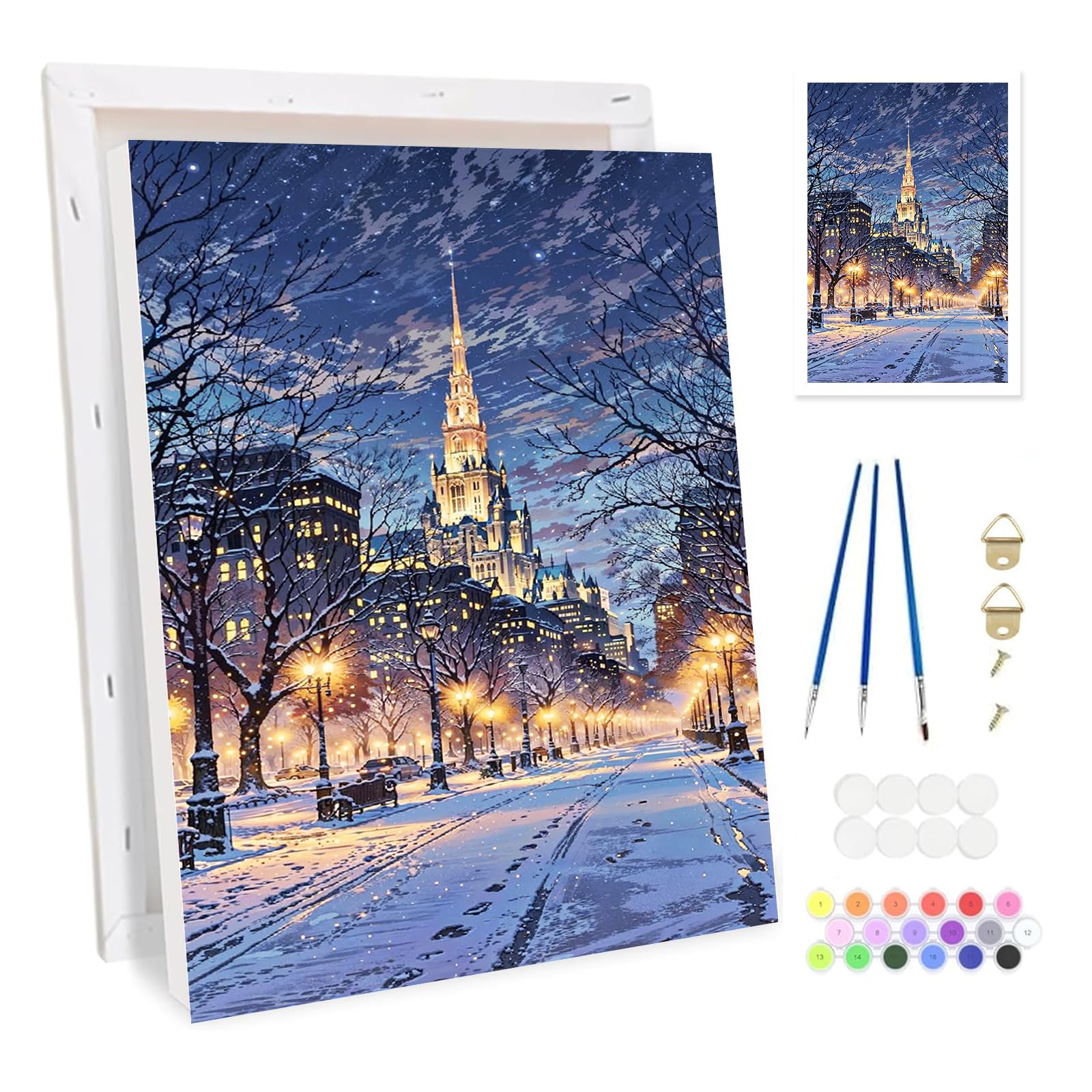 Bowetile Peinture par Numéros Chien Mignon Avec Cadre pour Adultes, Kit Paysage Peinture Numero pour Débutants Kit Toile, DIY Peinture Acrylique pour Décoration de la Maison 20x30cm