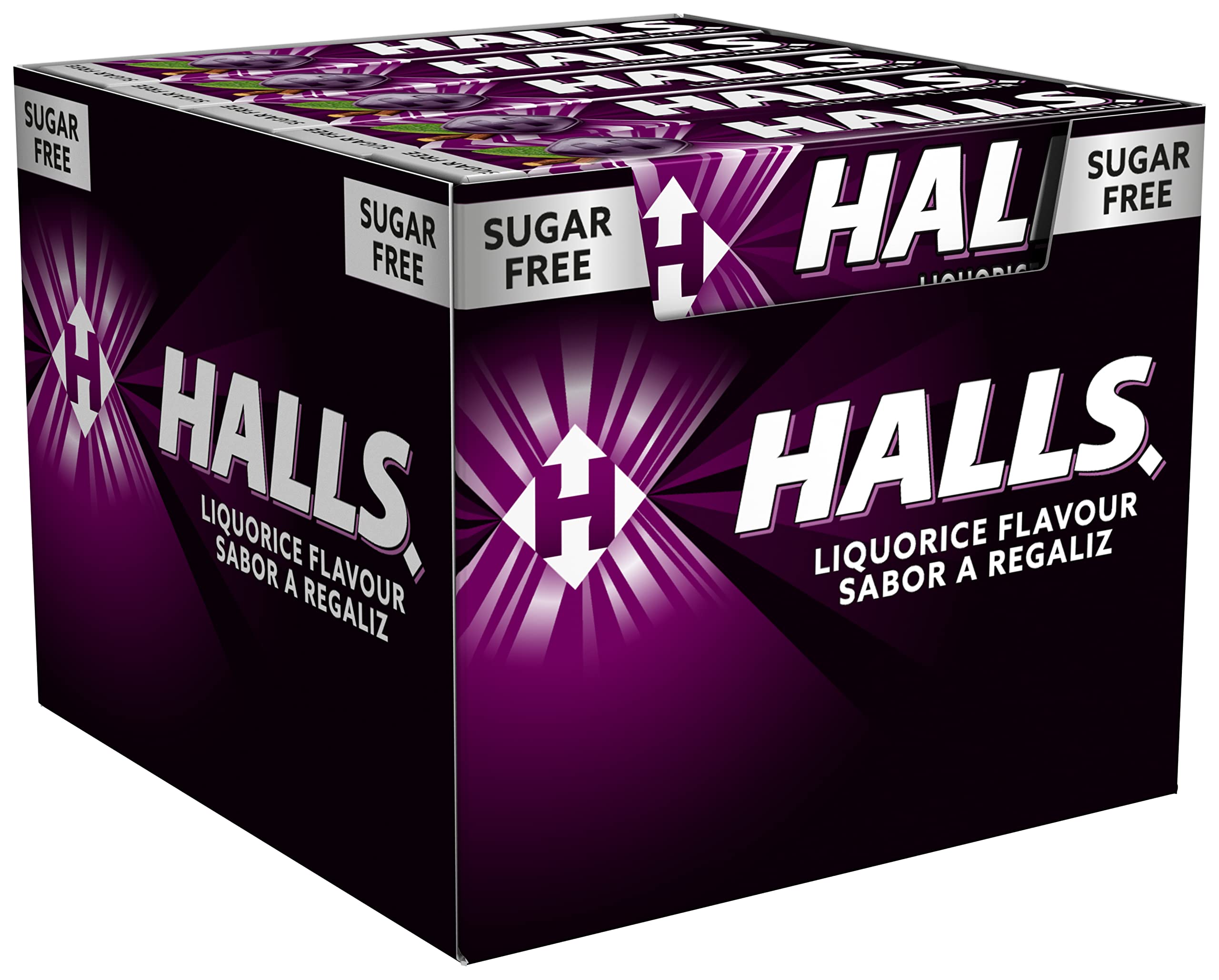 Halls Regaliz, Caramelo Sin Azúcar, Caja de 20 Sticks de 32 g | Caramelos sin azúcar con sabor a regaliz y efecto refrescante, perfectos para disfrutar de frescor en cualquier momento