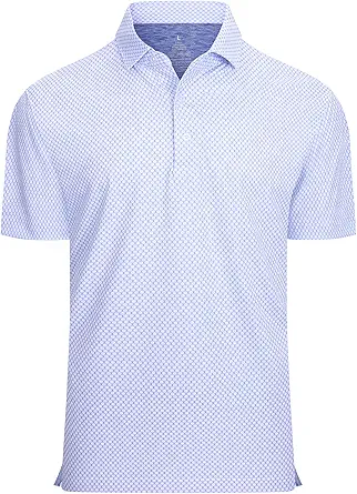 Alex Vando Mens Golf Shirt Moisture Wicking Classic Print Golf Shirts for Men