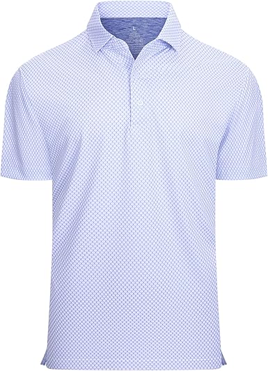 Alex Vando Mens Golf Shirt Moisture Wicking Classic Print Golf Shirts for Men
