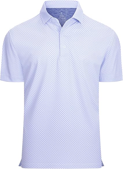 Alex Vando Mens Golf Shirt Moisture Wicking Classic Print Golf Shirts for Men