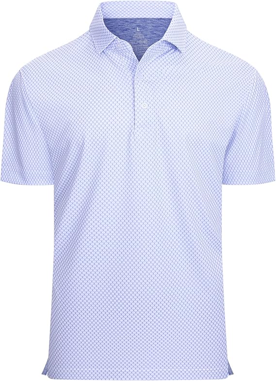 Alex Vando Mens Golf Shirt Moisture Wicking Classic Print Golf Shirts for Men