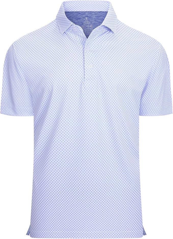 Alex Vando Mens Golf Shirt Moisture Wicking Classic Print Golf Shirts for Men