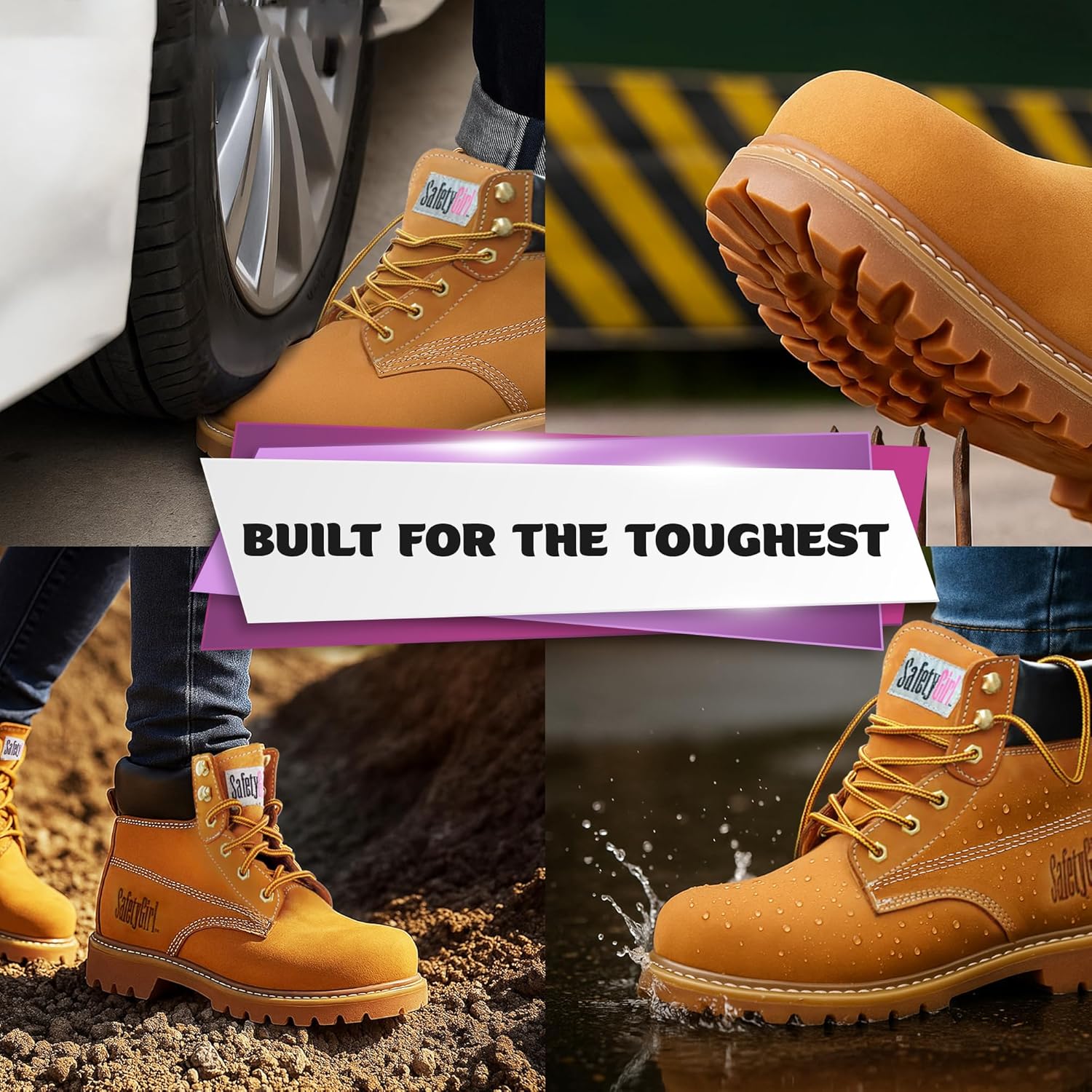 Safety Girl GS003-Tan-9W Steel Toe Work Boots - Tan - 9W, English, Capacity, Volume, Leather, 9W, Tan () - Image 6