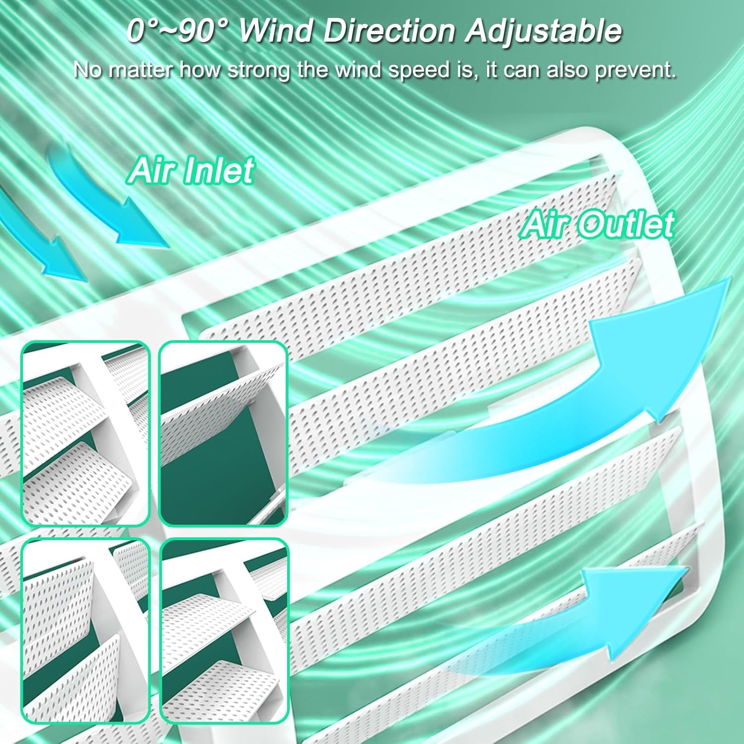 Air Vent Deflector, Adjustable 35" x 8", 0°-90° Wind Direction Control, Prevents Direct Blowing, Enhances Comfort