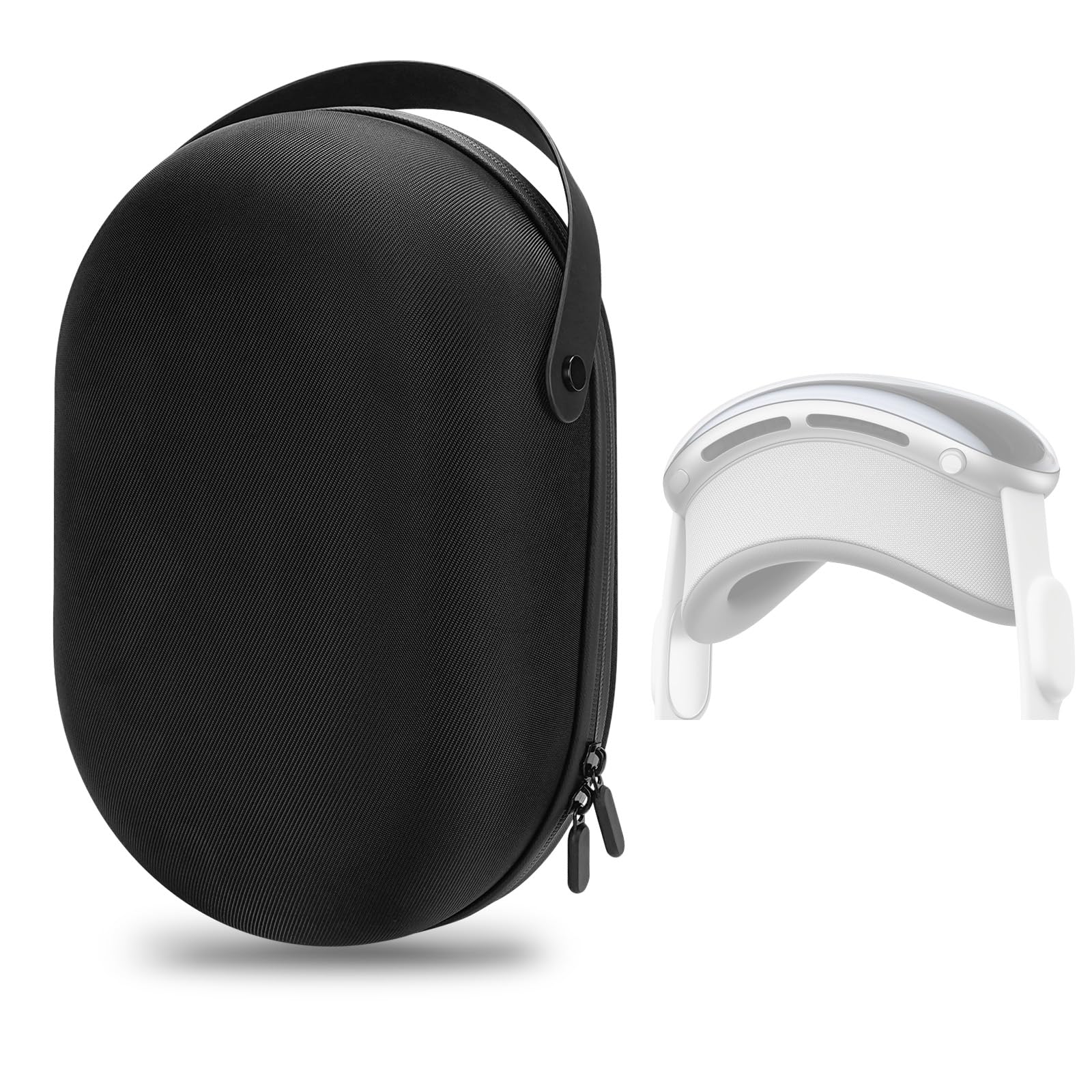 GEEKRIA Shield Hartschalen-Tragetasche kompatibel mit Apple Vision Pro, sturz- und kratzfeste tragbare Tasche schützt VR-Gerät und Zubehör, geeignet für unterwegs und zu Hause (Schwarz)