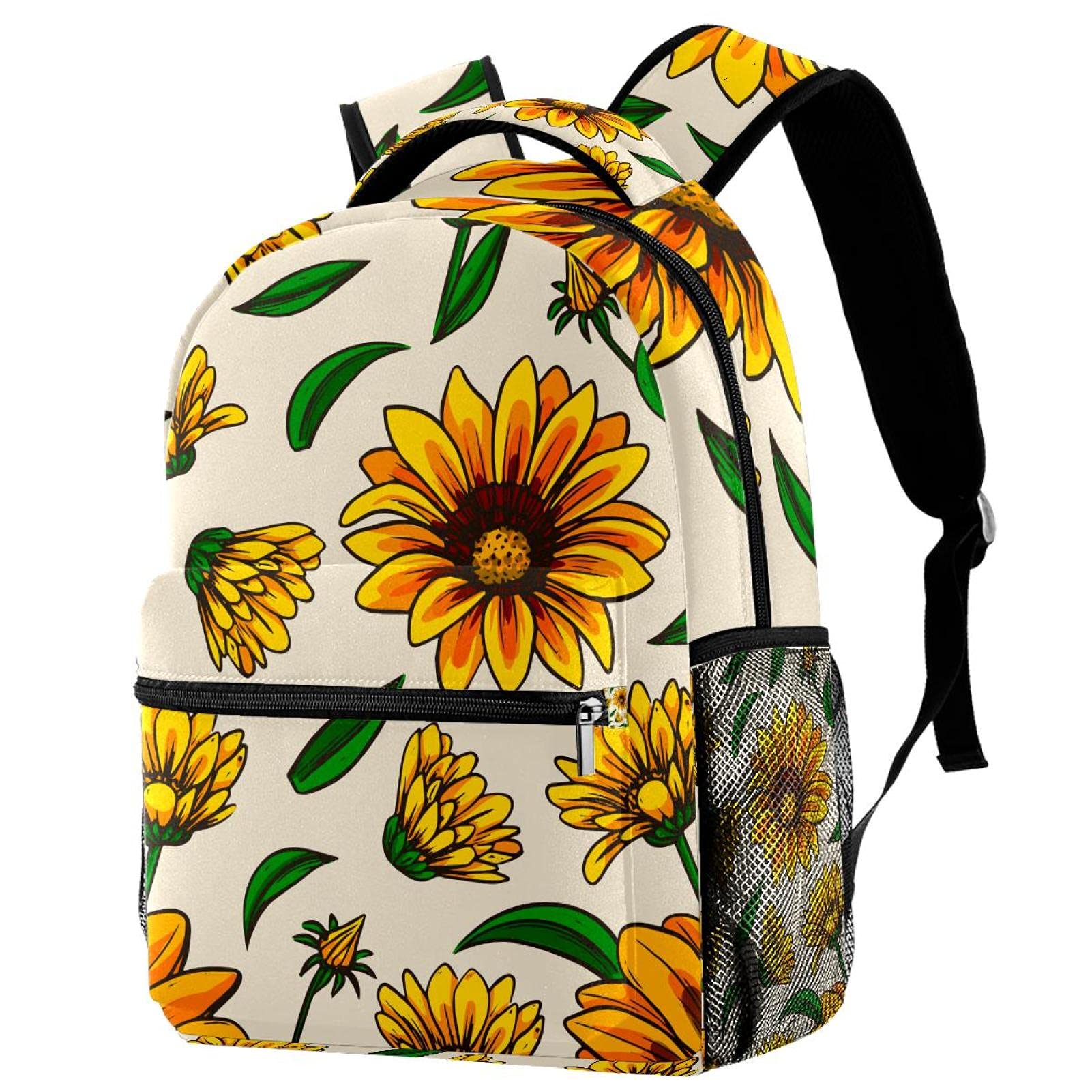 Sac à dos d'écolier 14 pouces ordinateur portable à fleurs dessinées - 7