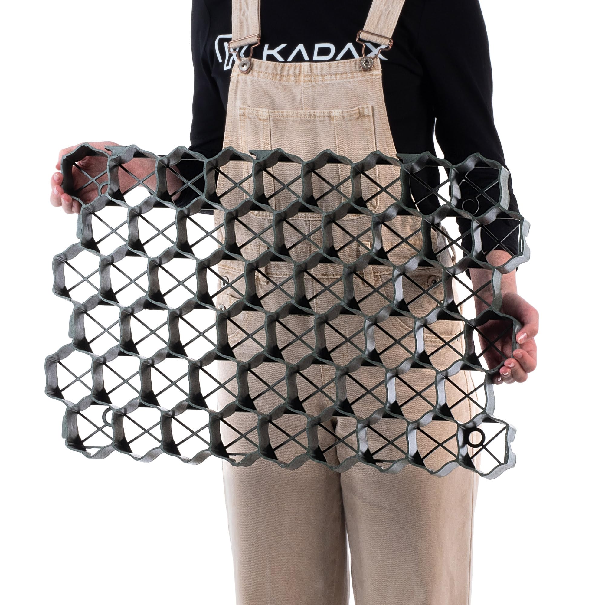 KADAX Placas de plástico, 60 x 40 cm, 6 m˛, 2 Colores, Capacidad de Carga de hasta 1000 toneladas, Rejilla de césped con Puntos Antideslizantes, (Verde, Rectangular, 24 Unidades)
