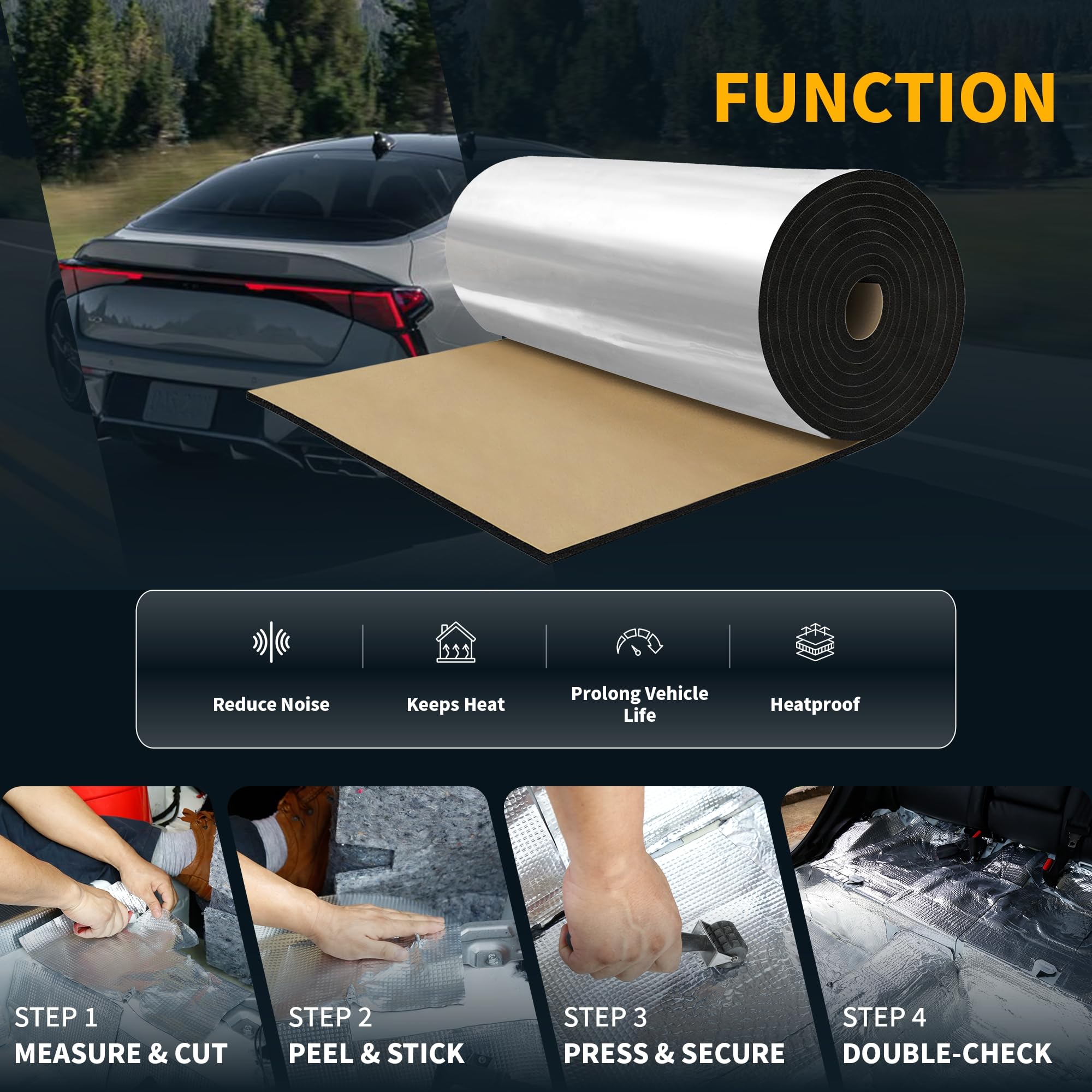 A ABSOPRO Aislante Termico Acustico 1Pc Para Coche Aluminio Espuma