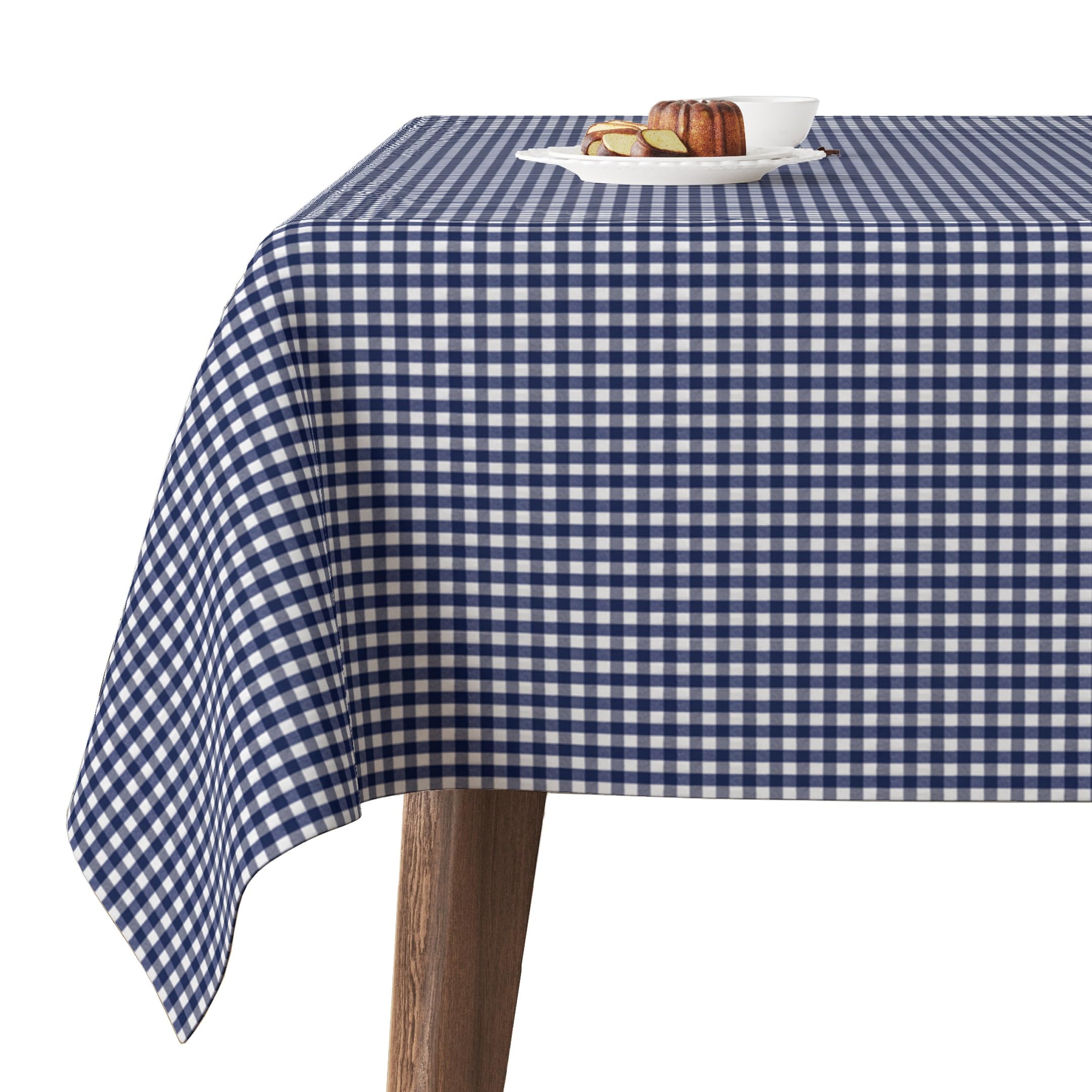 Martina Home TEFLONATED TABLECLOTH MADE Petit Vichy Navy 140 x 140 cm