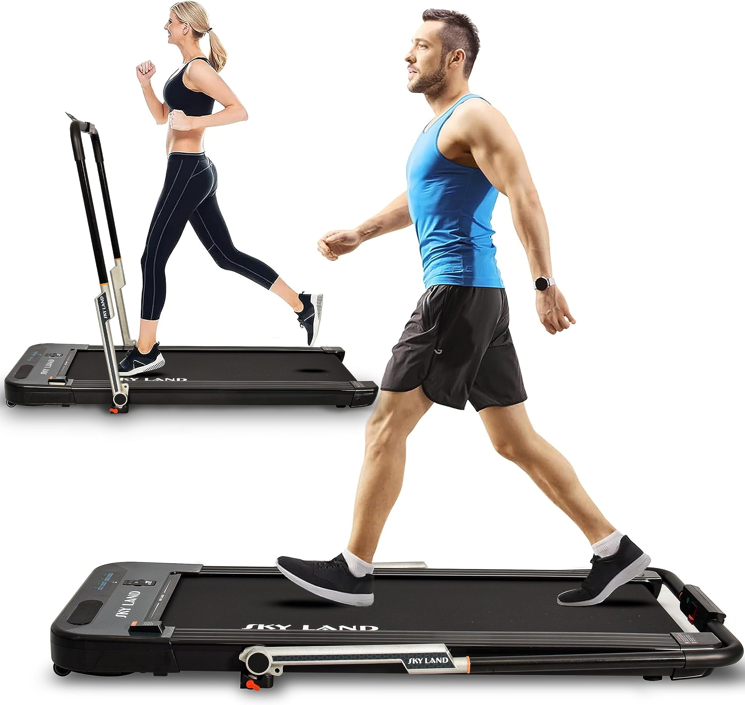 SKY LAND 2-in-1 Under Desk Treadmill, Foldable 2.5 HP Walking Pad with Remote Control, Super Slim Quiet Running Machine for Home & Office EM-1293