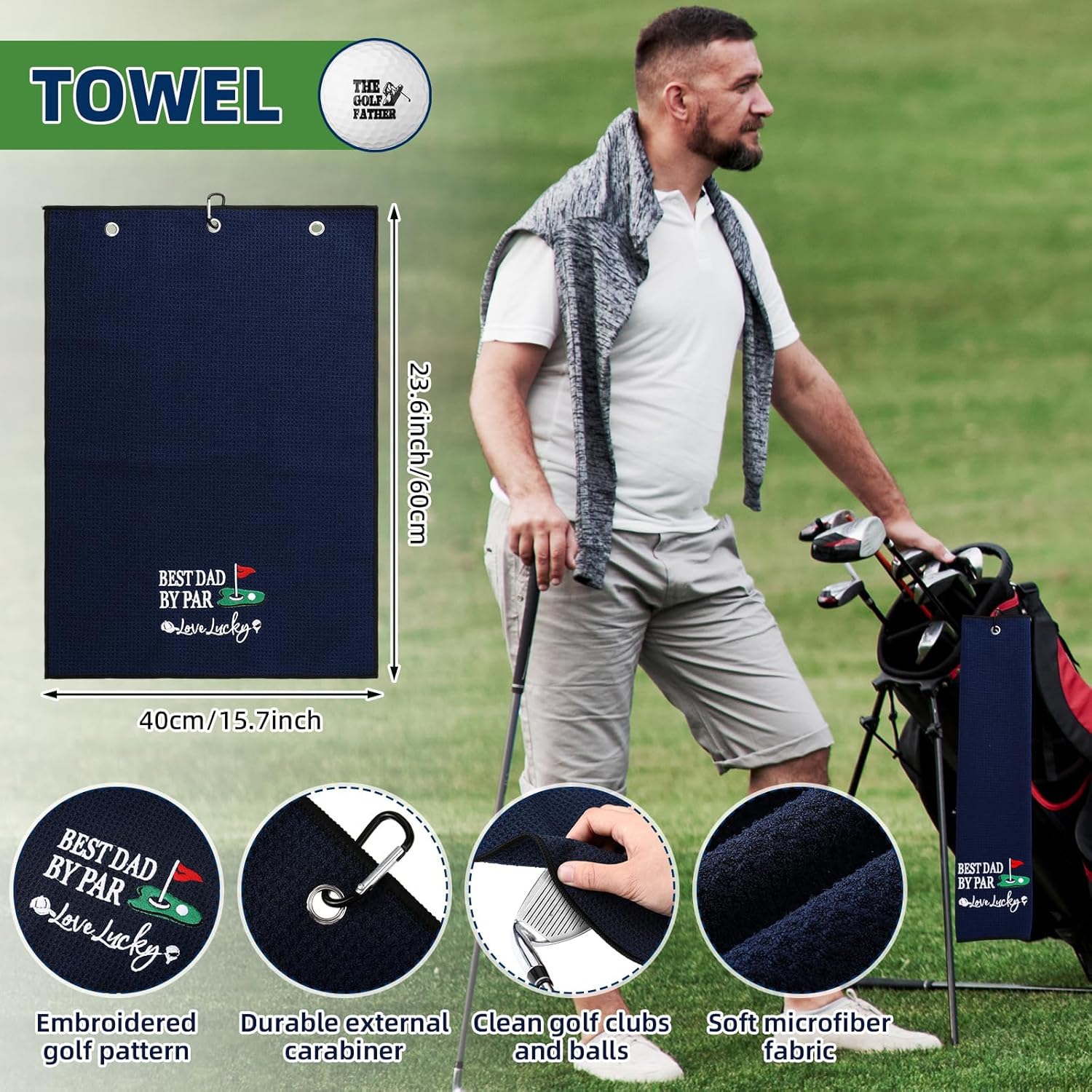 10 Pcs Golf Gifts Set for Dad Funny Golfer Gift for Men Include Tumbler Golf Ball Bag Tees Socks Towels Balls Box for Father's Day Birthday for Dad Husband(Stylish Color) - Image 4