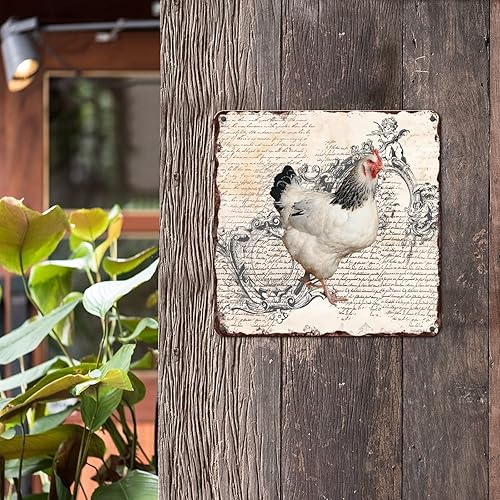 Miniatura 6 de Placa de metal con diseño de gallo vintage, estatua de bebé, letrero de metal único para beber para el hogar, cocina, comedor, cafetería, terraza,